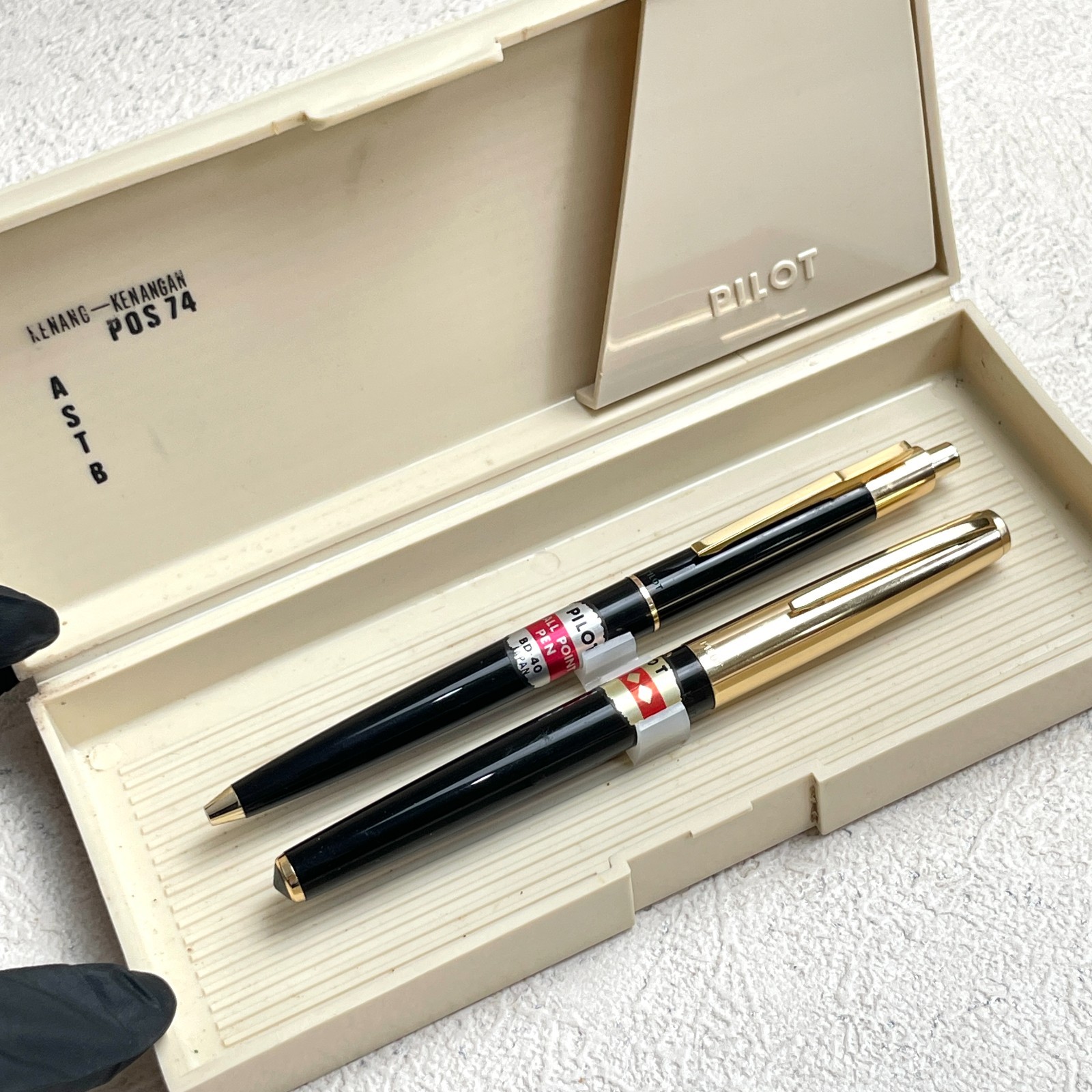 Vintage Pilot 57 Black SET Fountain & Ballpoint Pen GT Made in Japan BS156
