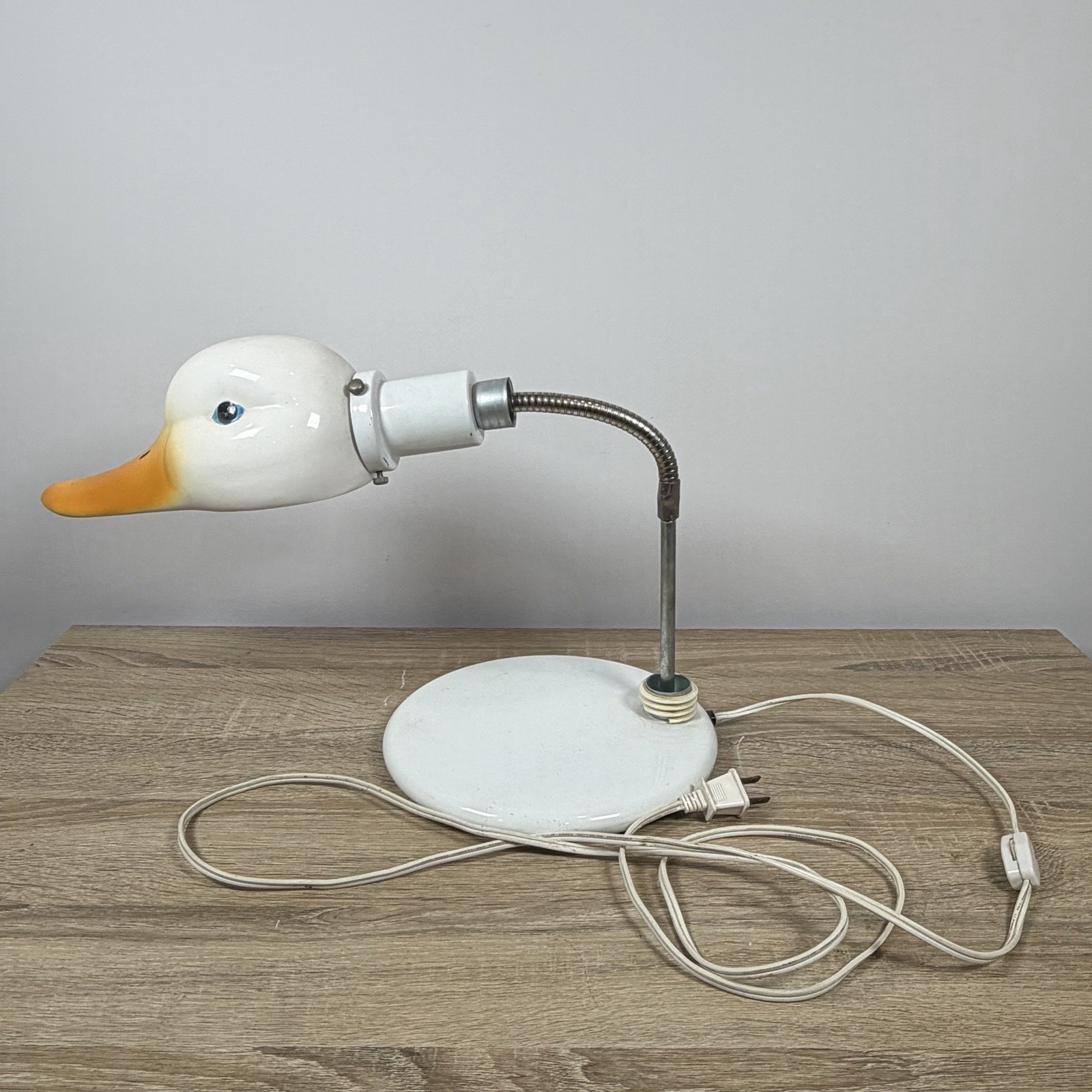 MCM Vintage Porcelain Duck Goose Head Desk Lamp George Kovacs WORKS