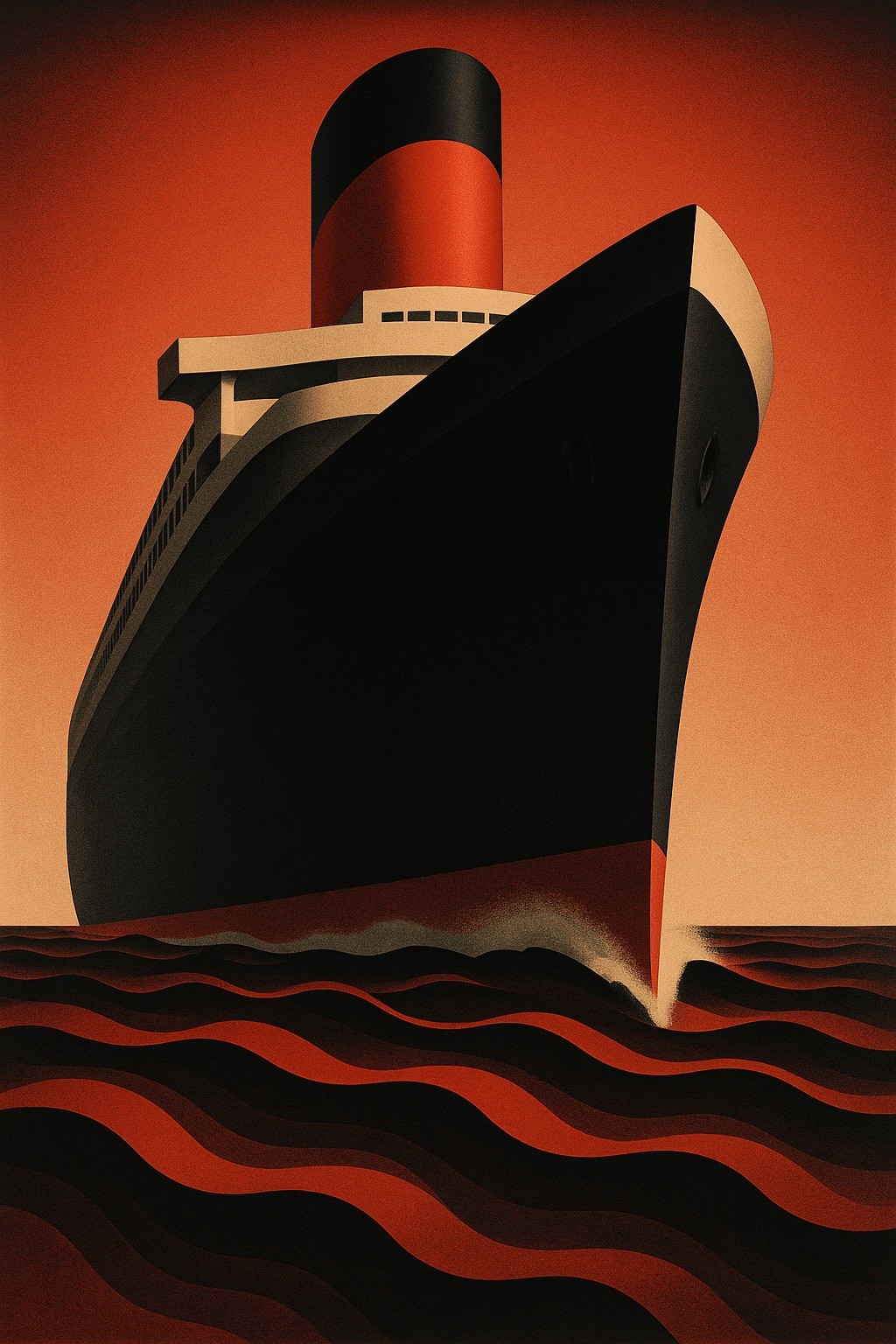 Luxury Ocean Liner Art Deco Poster c1930s - Bold Ship Design 24x36” RARE