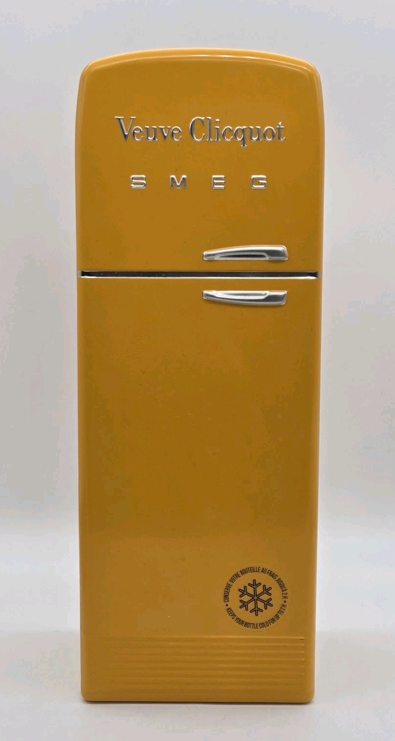Veuve Clicquot SMEG Champagne Cooler Fridge Style Tin Case Orange Limited Ed Veuve Clicquot SMEG Champagne Cooler Fridge Style Tin Case Orange Limited Ed
