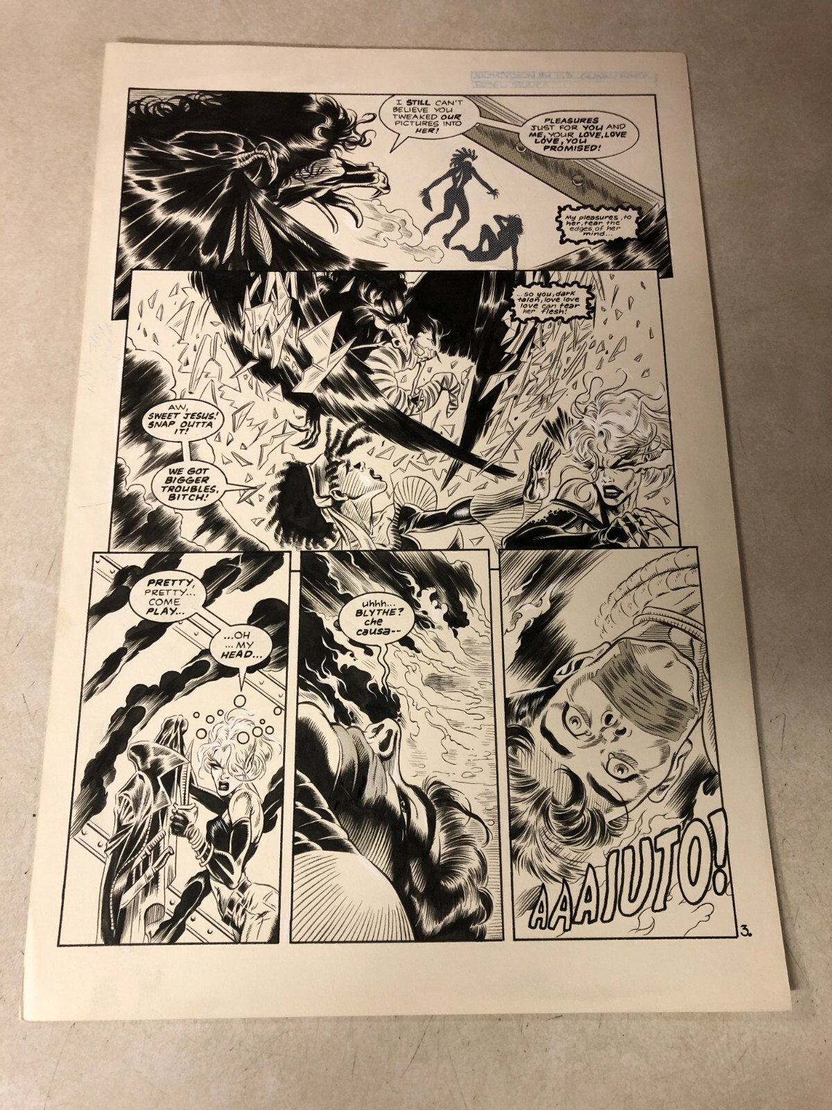 NIGHT VISION #4 original comic art WICKED BATTLE Quinn of FAUST REBEL