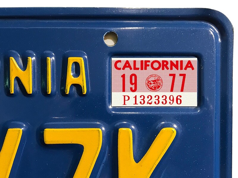 1977 California License Plate Registration Sticker, YOM, CA DMV