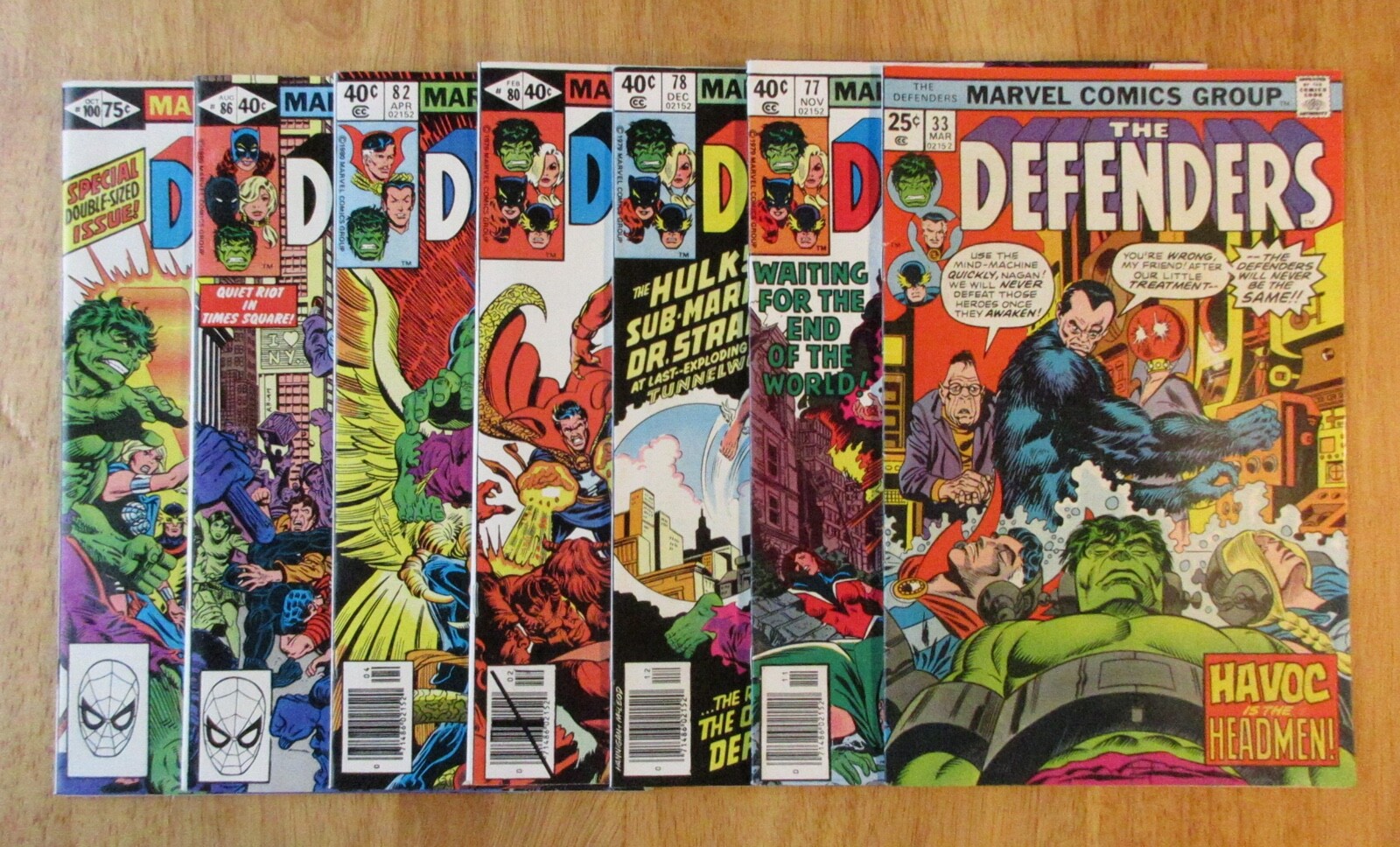 Lot of *7* Nicer '70s DEFENDERS: #33, 77, 78, 80, 82-86, 100 (VF) *3 Newsstand*