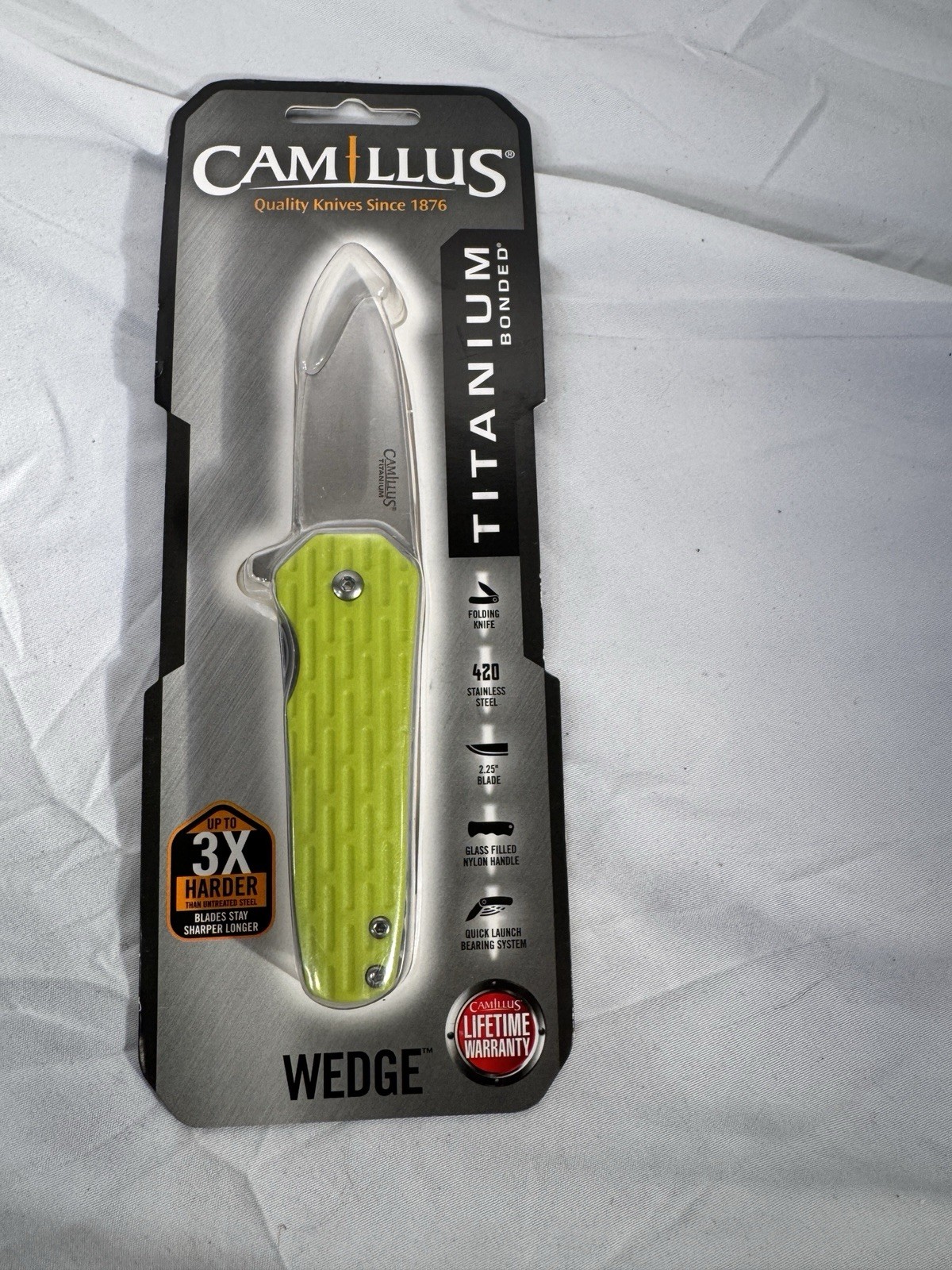 Camillus Wedge Folding Knife Titanium Coated 420 Steel Blade Nylon Handle 19389 Camillus Wedge Folding Knife Titanium Coated 420 Steel Blade Nylon Handle 19389
