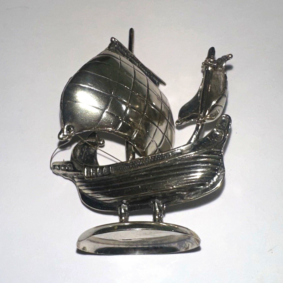 Vintage Italian Hand Poured 1.7 oz silver ship