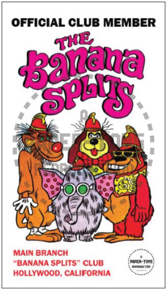 THE BANANA SPLITS FAN CLUB BUSINESS CARD