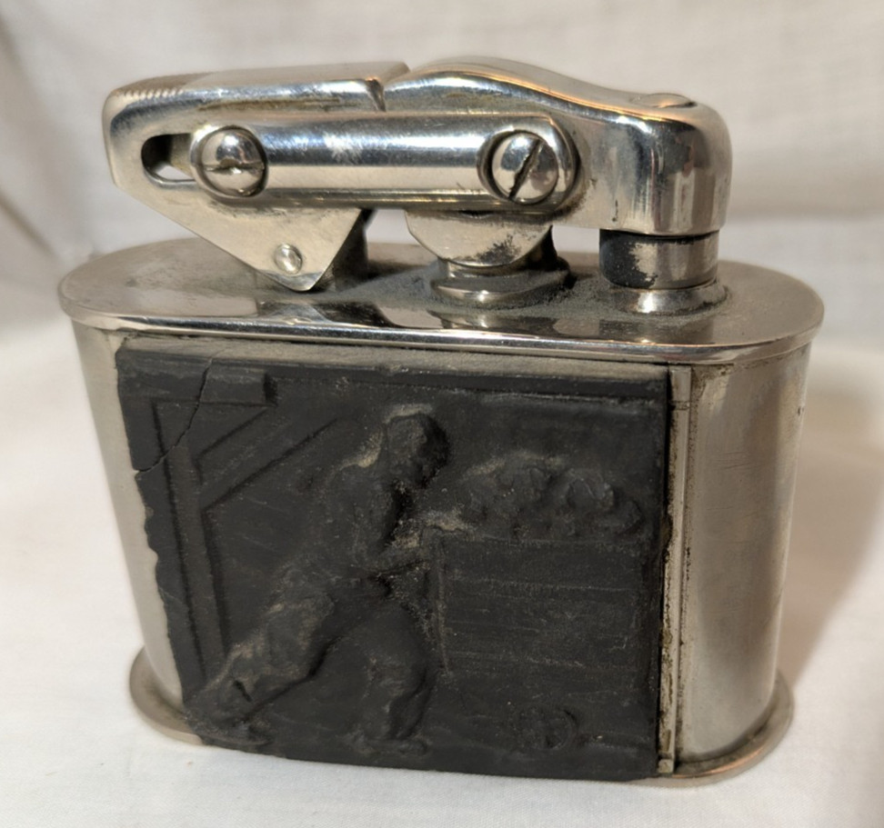 Vintage KW Karl Wieden Petrol Lighter German Coal Miner Bergmann Relief 1930s
