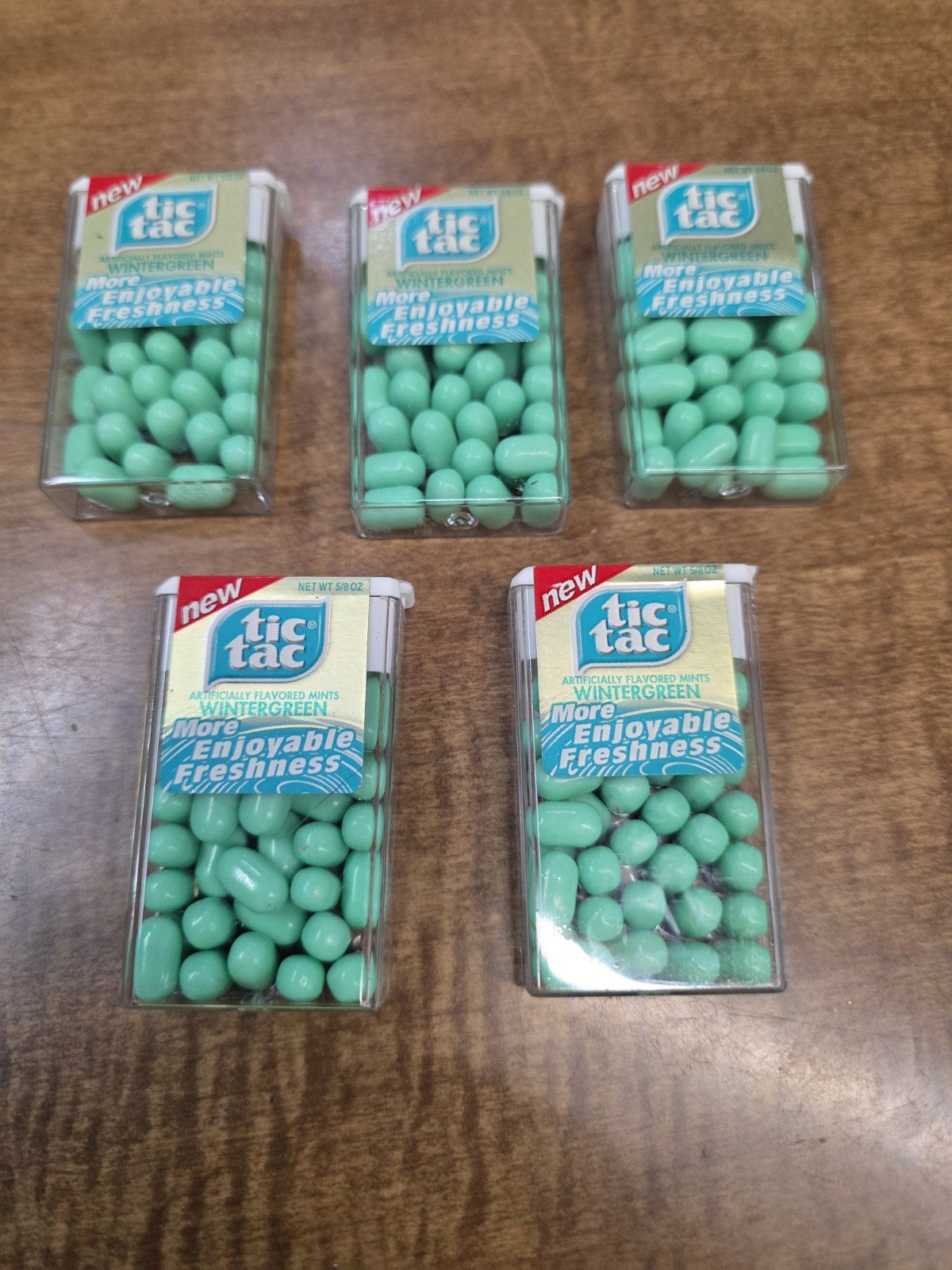 Tic Tac Mint Candy WINTERGREEN 5 Packs SEALED 1/2 oz Containers VTG 1990's