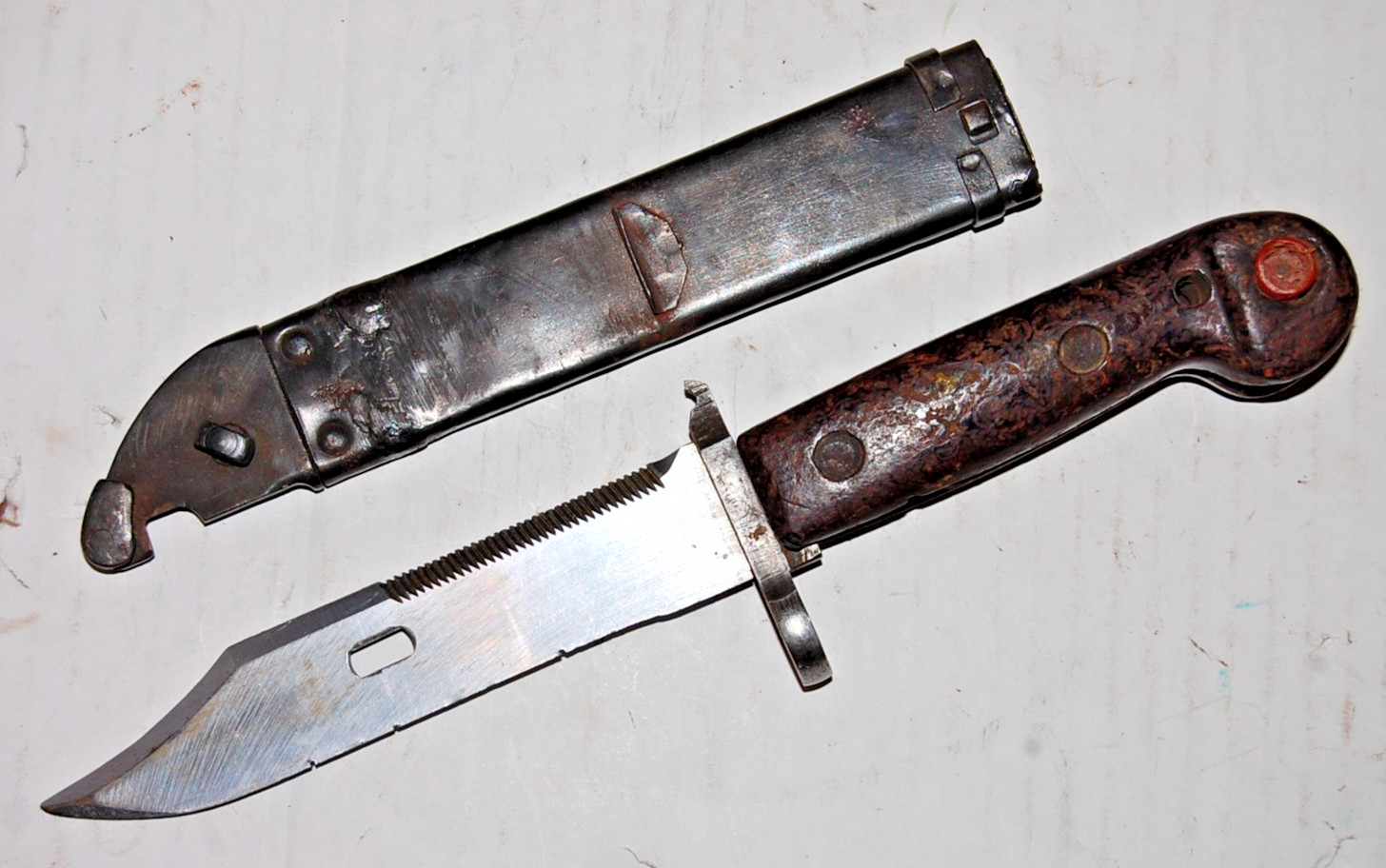 Vintage Romanian Rifle Knife Bayonet w/ Scabbard