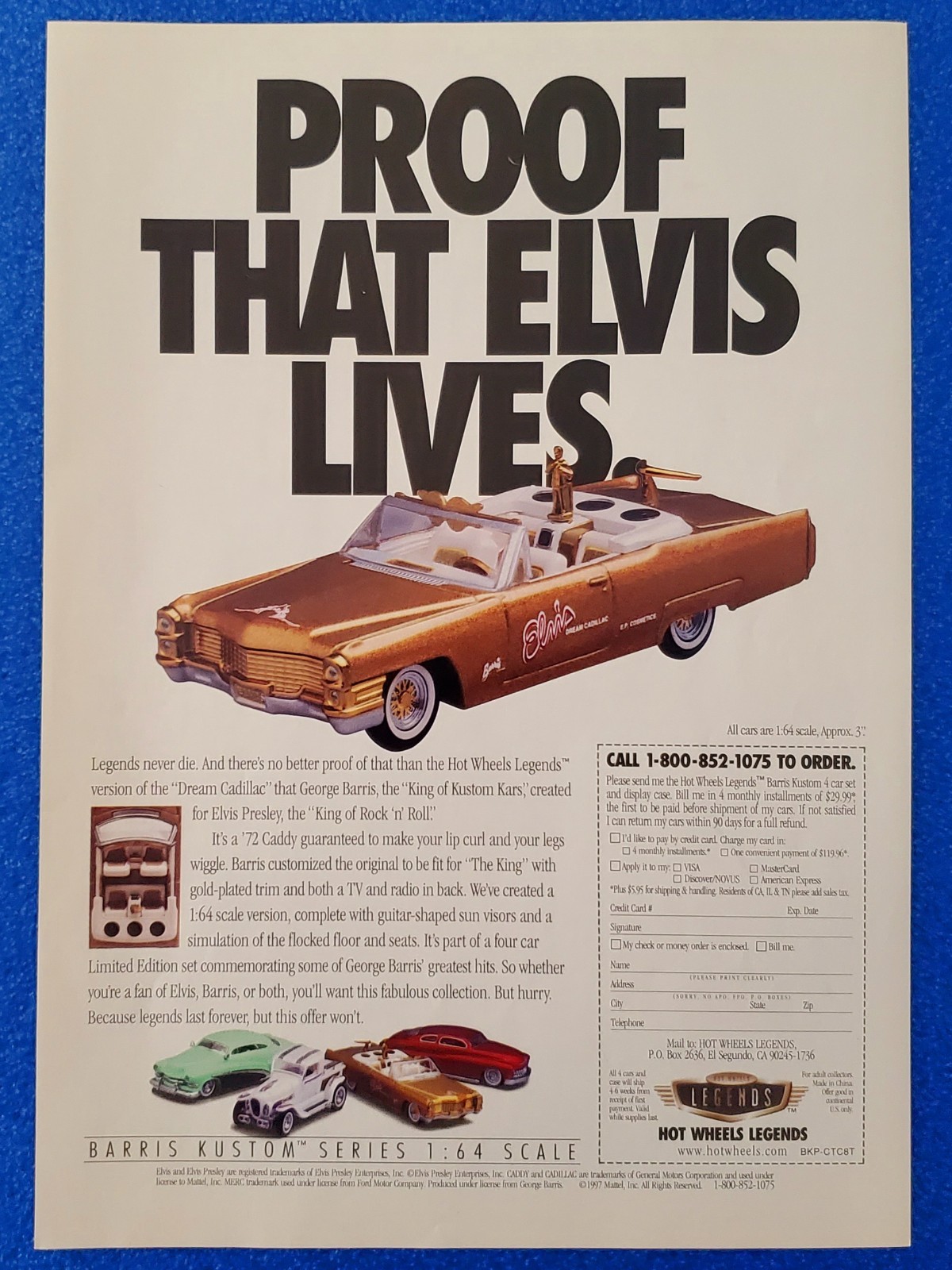1998 HOT WHEELS LEGENDS ELVIS PRESLEY \