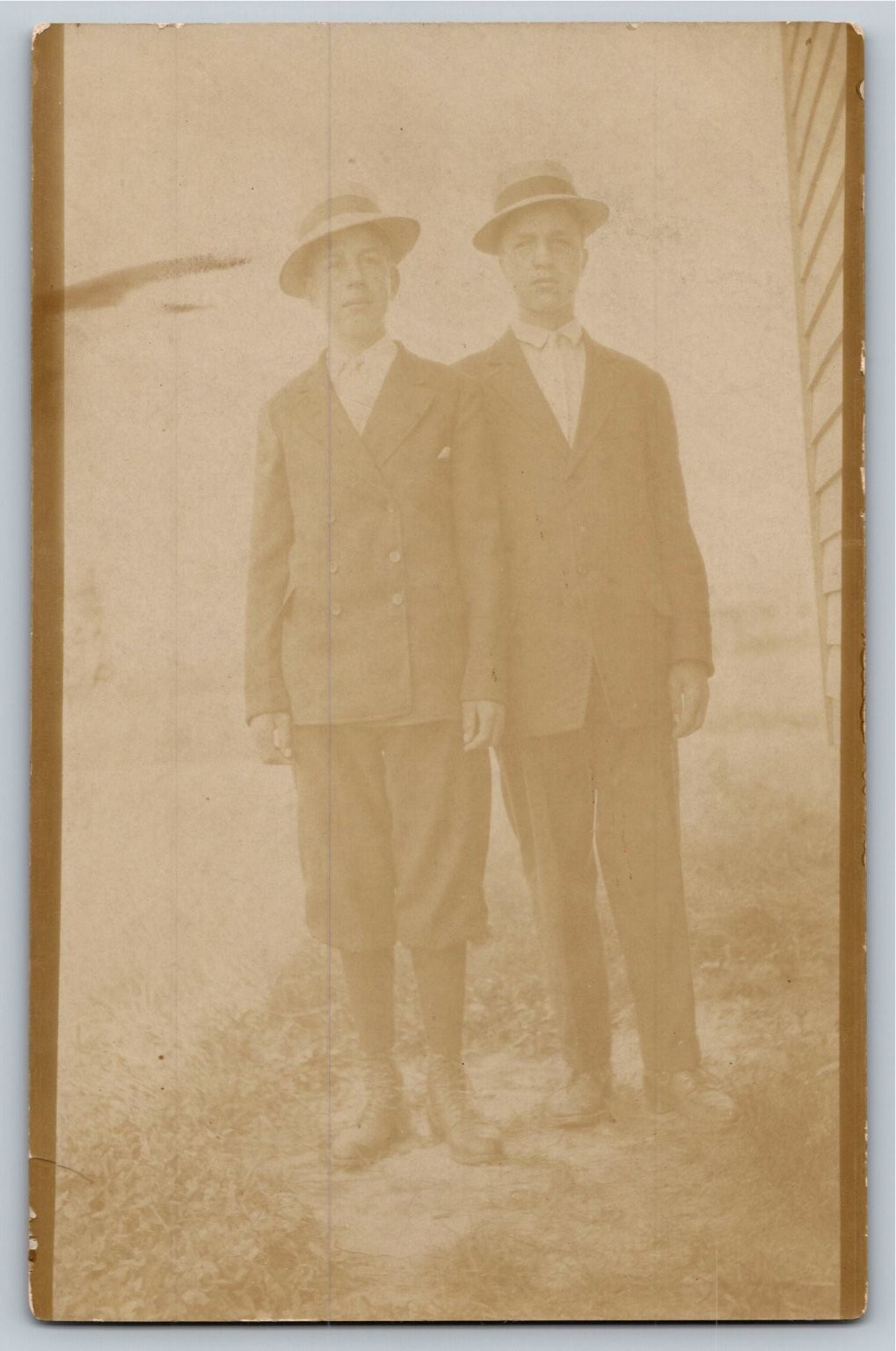Vtg RPPC Two Young Men Boys Suits Hats Knickers Real Photo Postcard c1910s Vtg RPPC Two Young Men Boys Suits Hats Knickers Real Photo Postcard c1910s