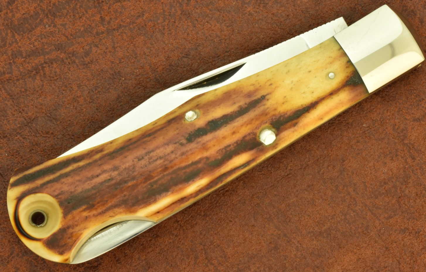 VINATGE AURUM USA HARLEY DAVIDSON AWESOME STAG HUGE BULLET TRAPPER KNIFE (36386)
