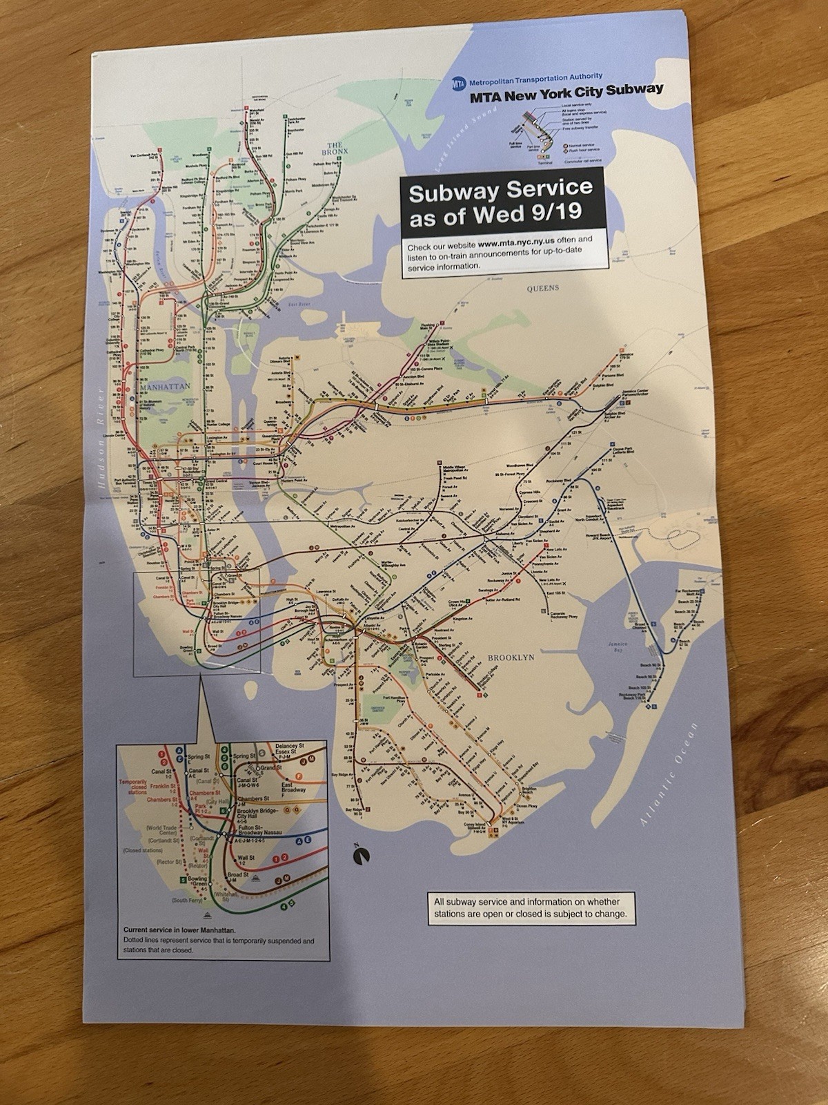 Vtg New York City 9/19/2001 - 9/11 Service Distruption Ed MTA Subway Map Vtg New York City 9/19/2001 - 9/11 Service Distruption Ed MTA Subway Map