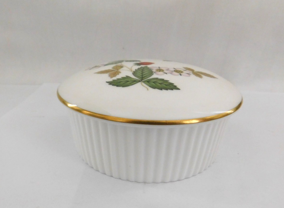 One  Wedgwood Wild Strawberry Ribbed Trinket Box With  Lid.