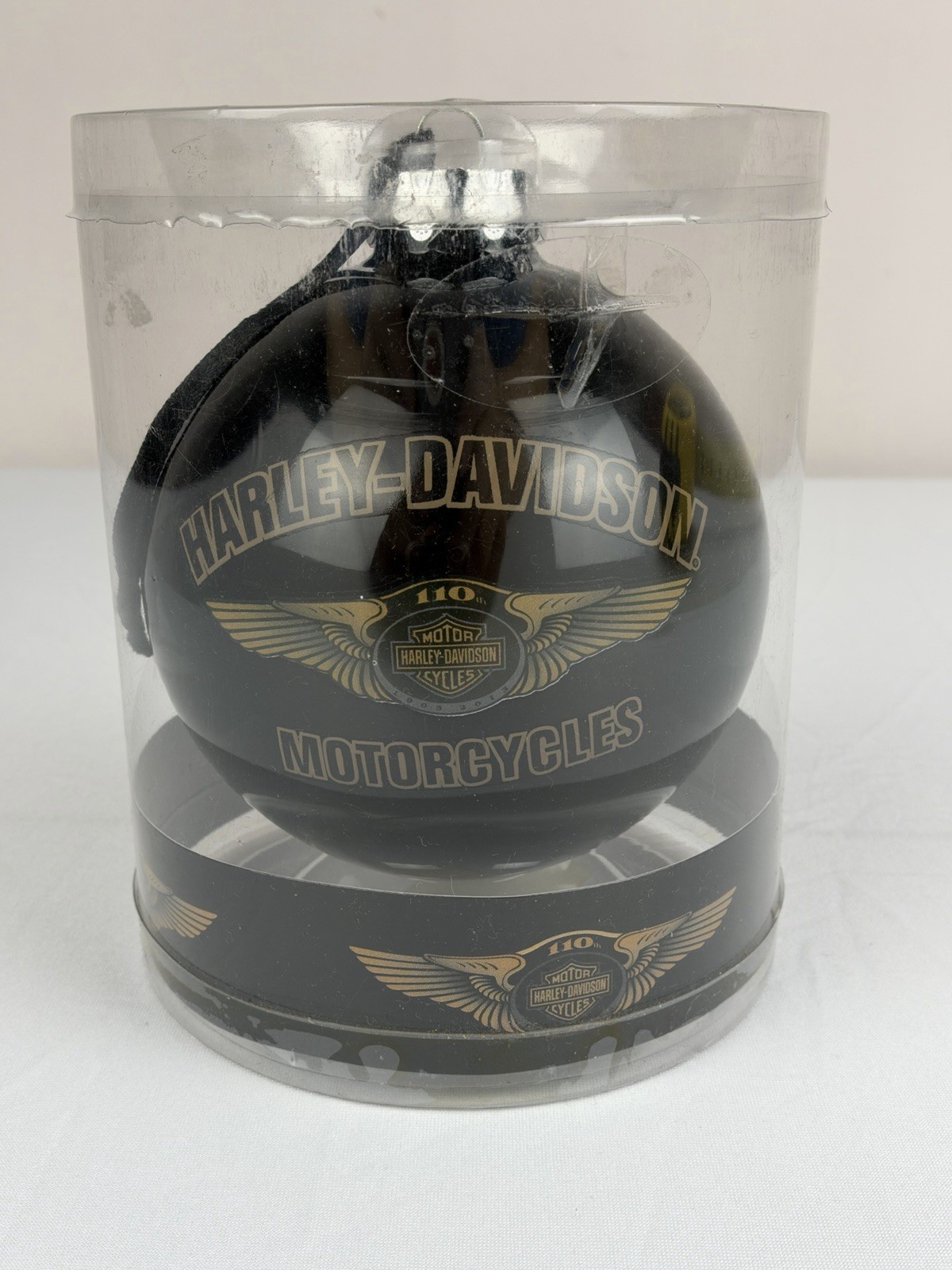 Harley Davidson 110th Anniversary 2013 Black Glass Ball Ornament w/ Case Harley Davidson 110th Anniversary 2013 Black Glass Ball Ornament w/ Case