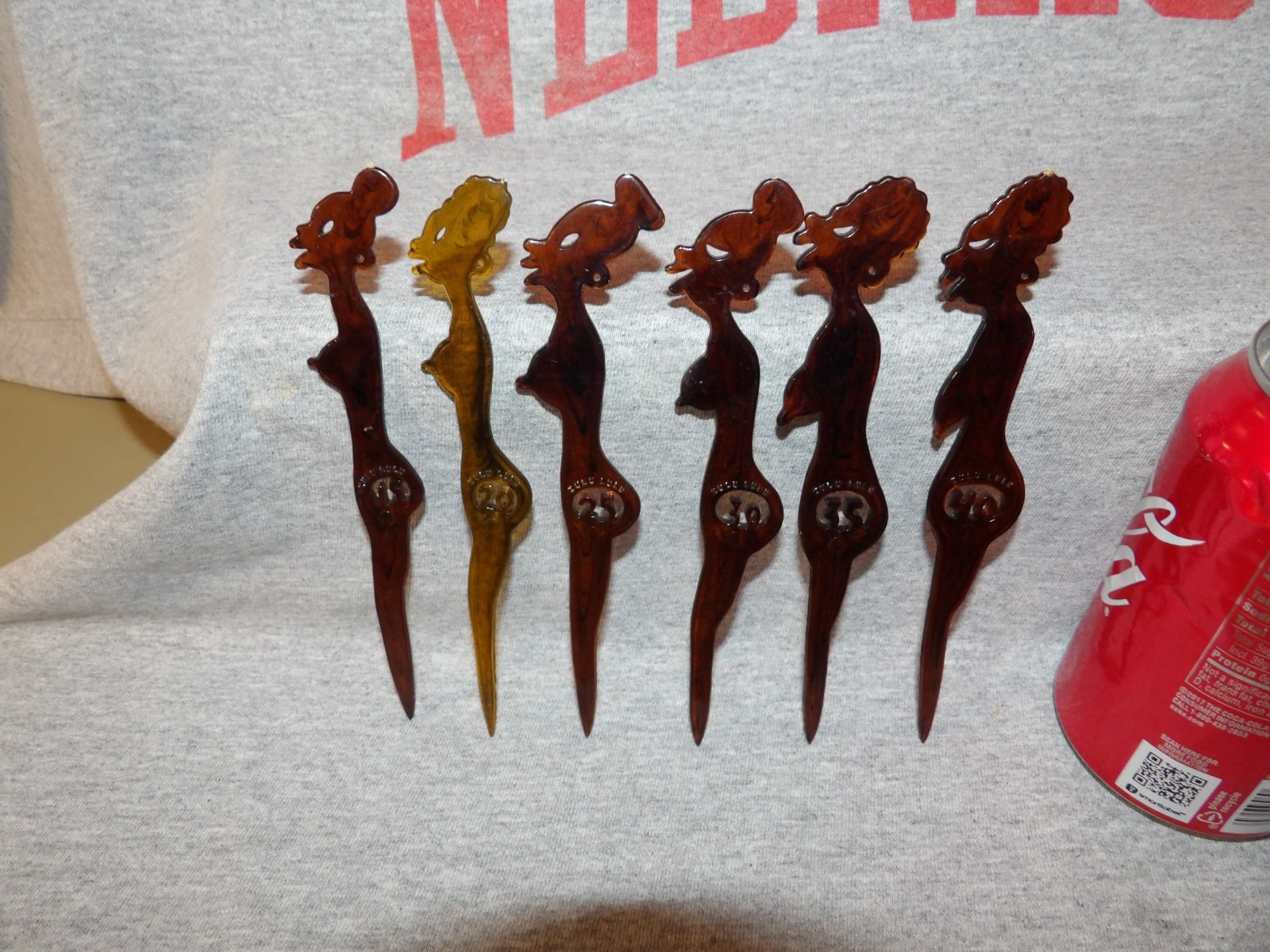 Vintage ZULU-LULU Swizzle Sticks Set of 6 Age Markers 6\ Vintage ZULU-LULU Swizzle Sticks Set of 6 Age Markers 6\