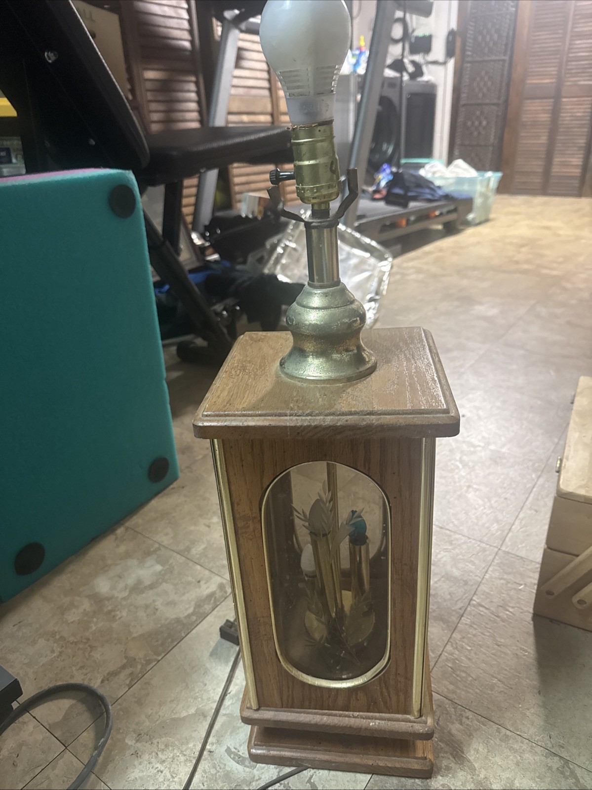 vintage mid-century modern (MCM) lantern-style table lamp