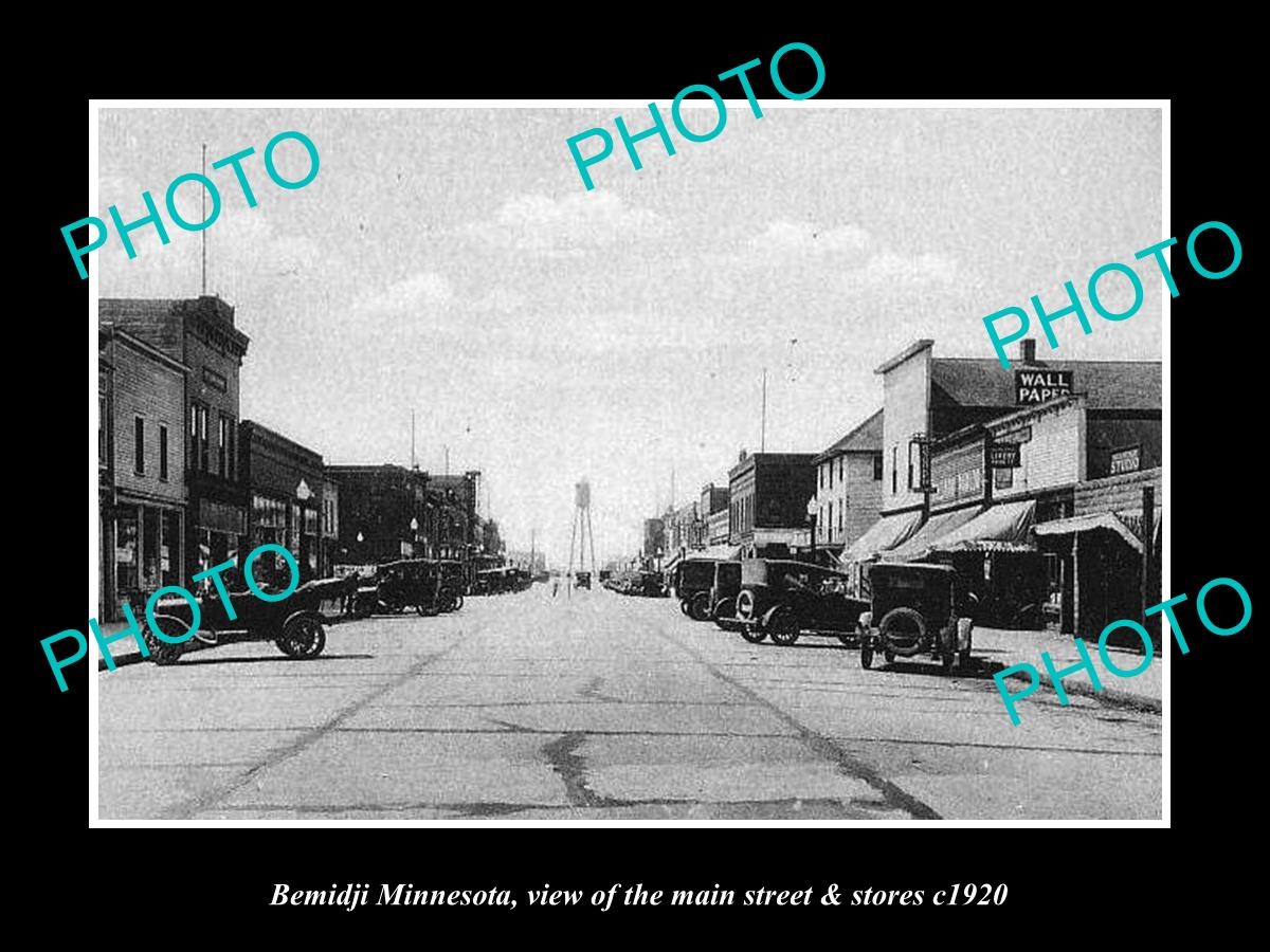 Bemidji Minnesota The Main Street & Stores c1920 Large Historic Old Photo
