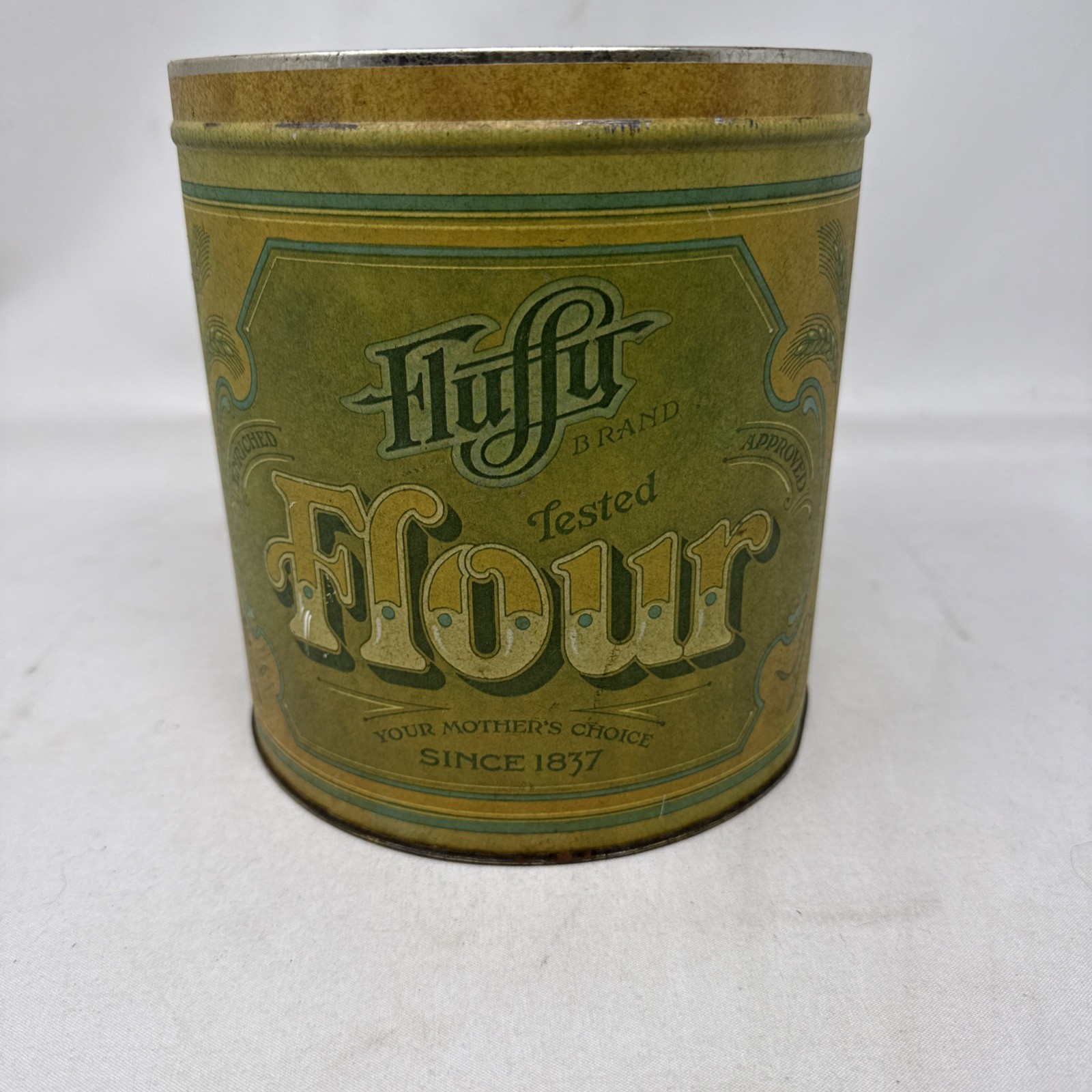 Vintage Fluffy Flour Canister 1970s Green Retro Kitchen Baking Tin Ballonoff USA Vintage Fluffy Flour Canister 1970s Green Retro Kitchen Baking Tin Ballonoff USA