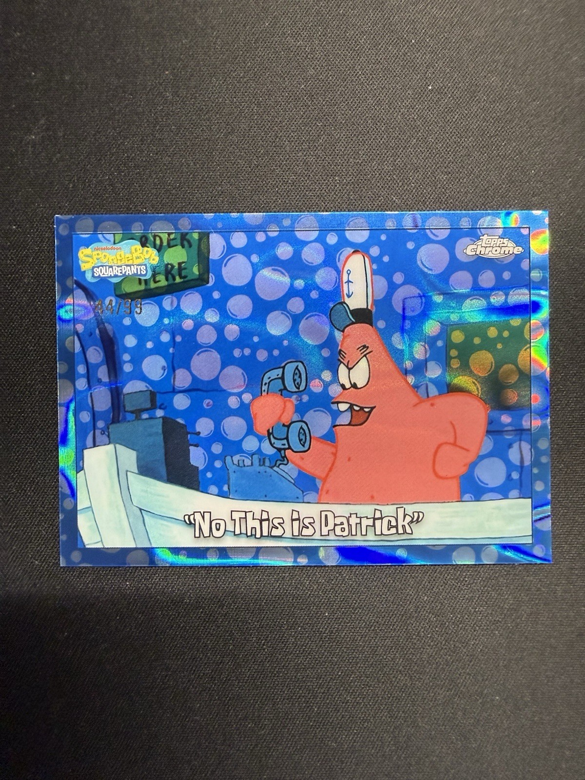 Topps Chrome SpongeBob SquarePants “No This Is Patrick” Bubblefractor /99 No. 67 Topps Chrome SpongeBob SquarePants “No This Is Patrick” Bubblefractor /99 No. 67