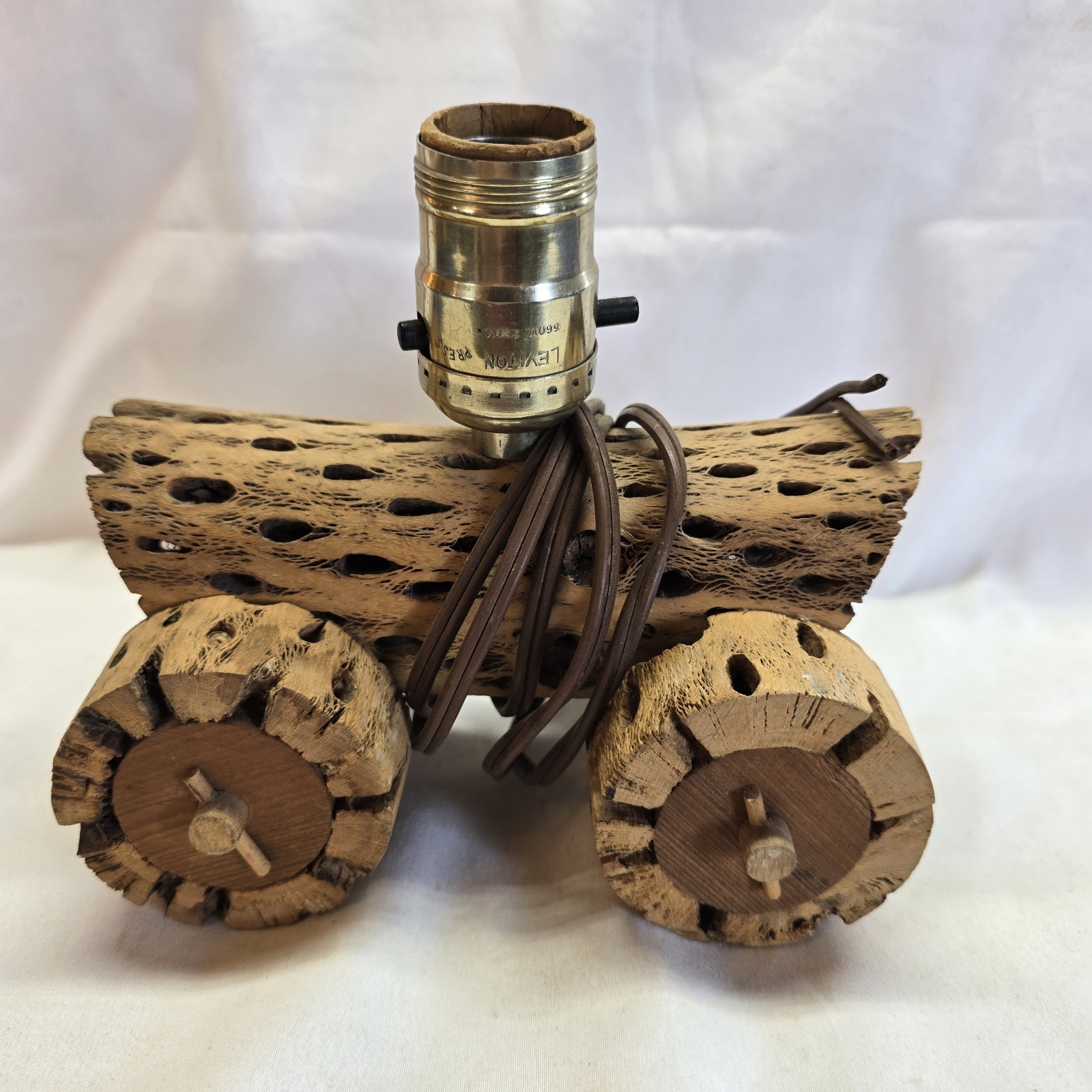 Vintage Faux Cholla Wood Wagon Lamp Base Southwestern Rustic Western 7\ Vintage Faux Cholla Wood Wagon Lamp Base Southwestern Rustic Western 7\