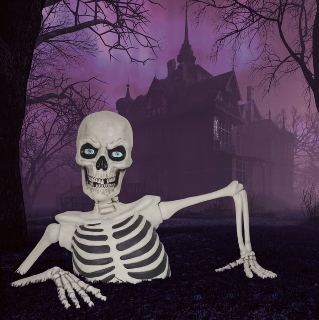 Costco Giant Ground Breaking Skeleton with LCD Eyes and Sound 