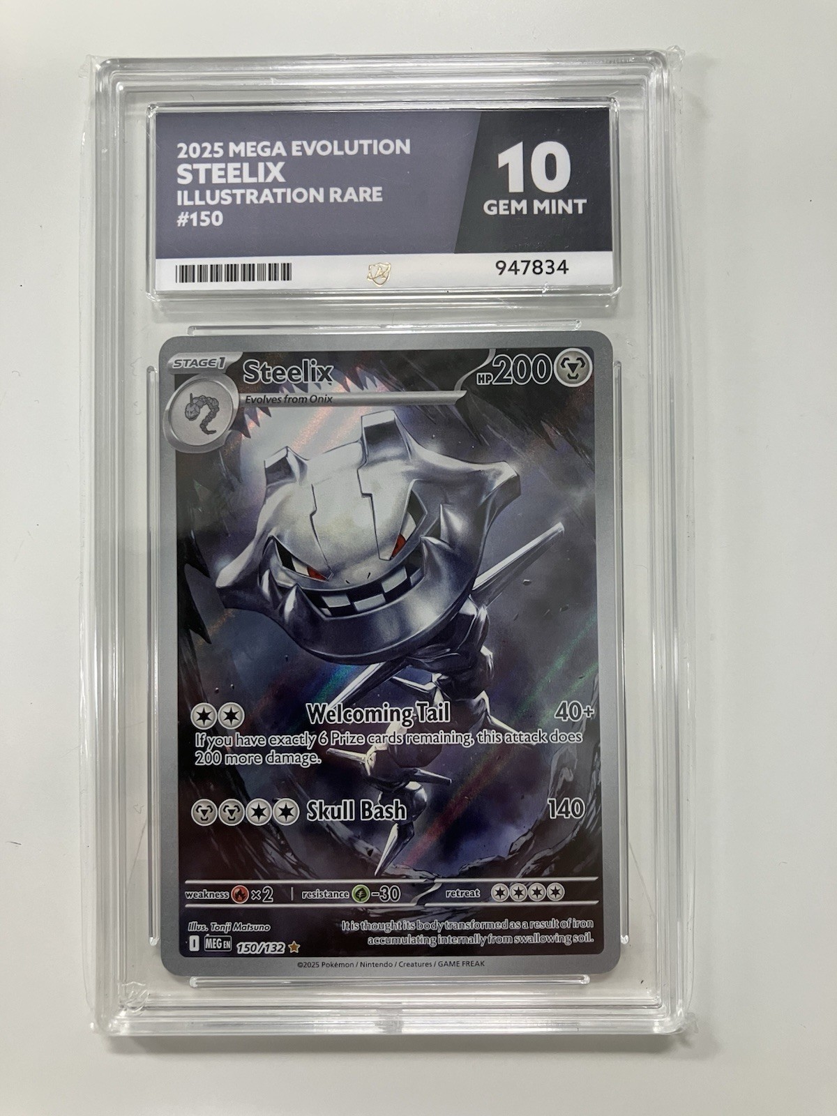 Pokemon-Steelix 150/132-ACE 10 Graded-Mega Evolution-2025-English Pokemon-Steelix 150/132-ACE 10 Graded-Mega Evolution-2025-English