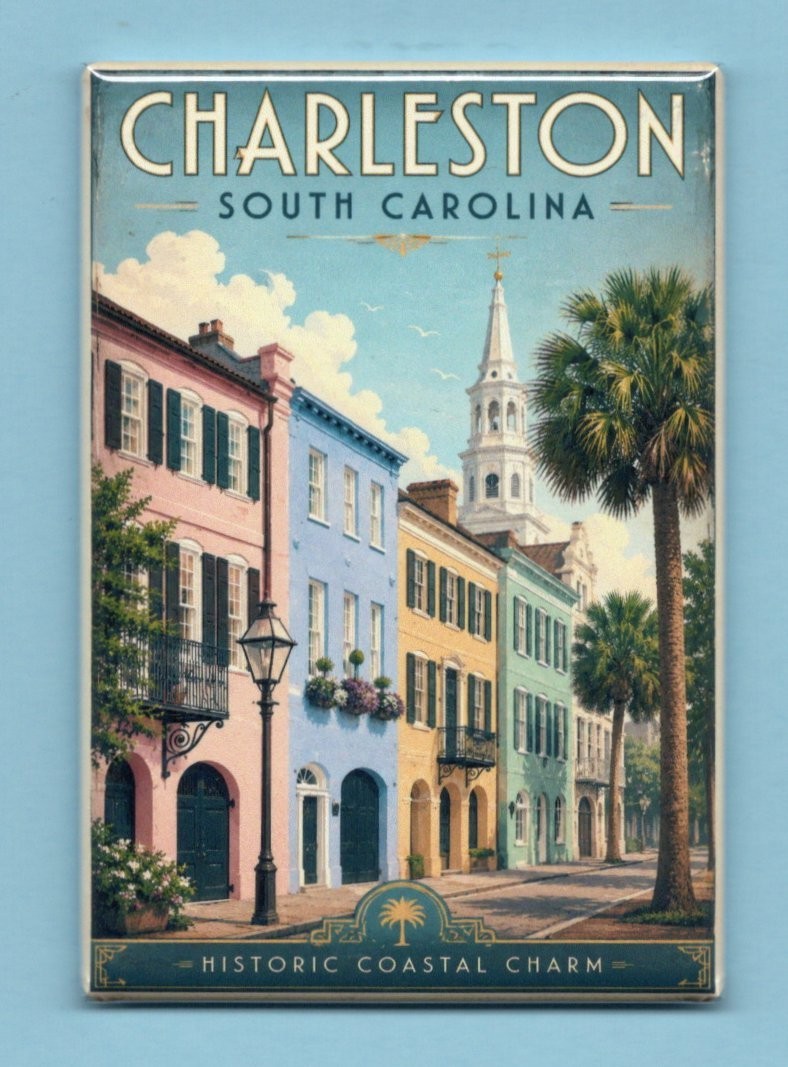 CHARLESTON SOUTH CAROLINA TRAVEL POSTER *2X3 FRIDGE MAGNET* HISTORIC COASTAL SC