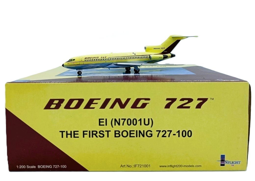 Inflight IF721001 Boeing 727-100 House Color N7001U Diecast 1/200 Model Airplane
