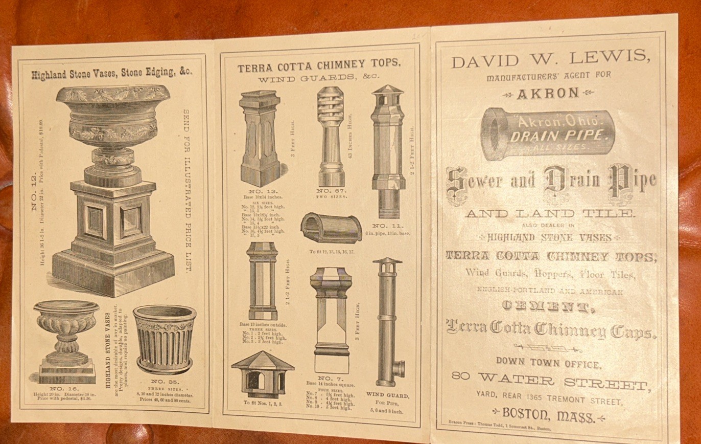 Akron Ohio Sewer and Drain Pipe Terra Cota Advertising Illustrated 1880 Boston Akron Ohio Sewer and Drain Pipe Terra Cota Advertising Illustrated 1880 Boston