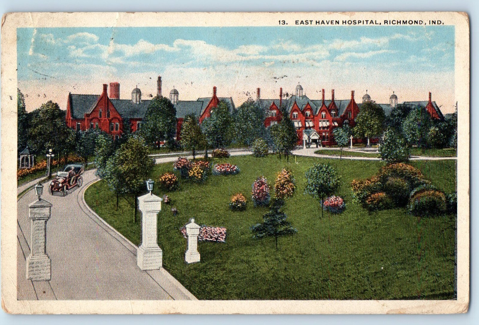 c1918 Richmond Indiana IN Vintage Postcard East Haven Hospital Building Posted