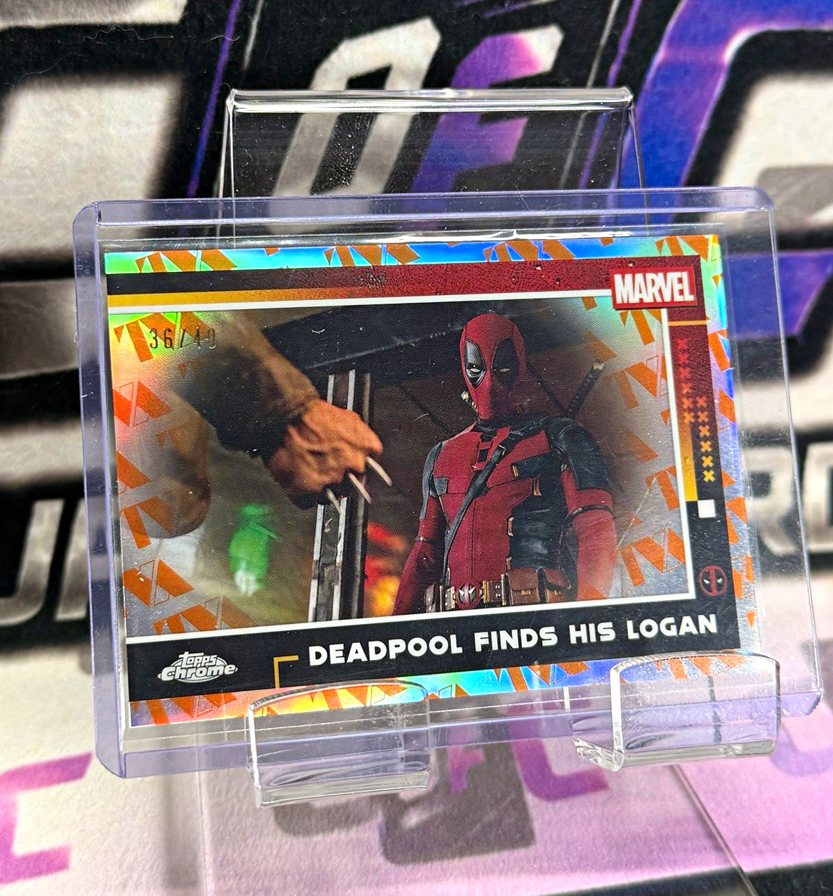 Topps 2025 Chrome Deadpool & Wolverine Deadpool Finds His Logan #62 36/40