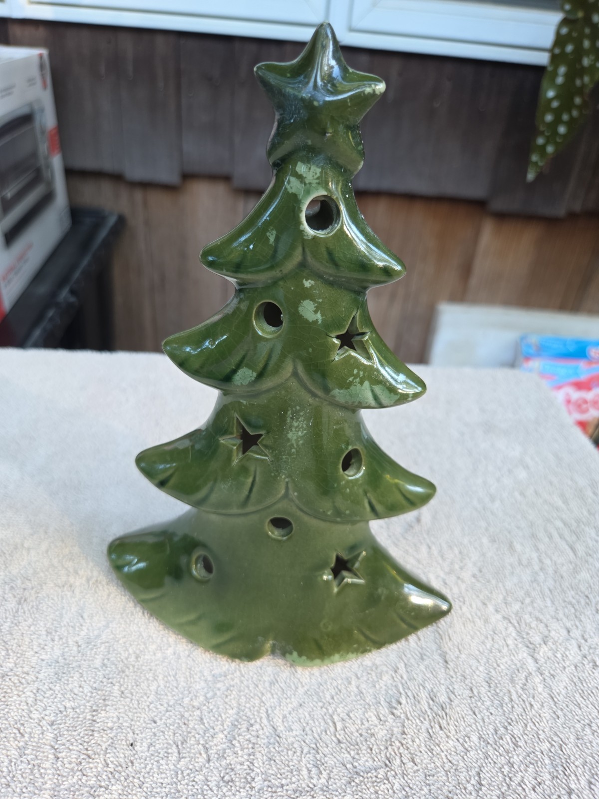 Vintage Ceramic Light Christmas Tree Mold Green