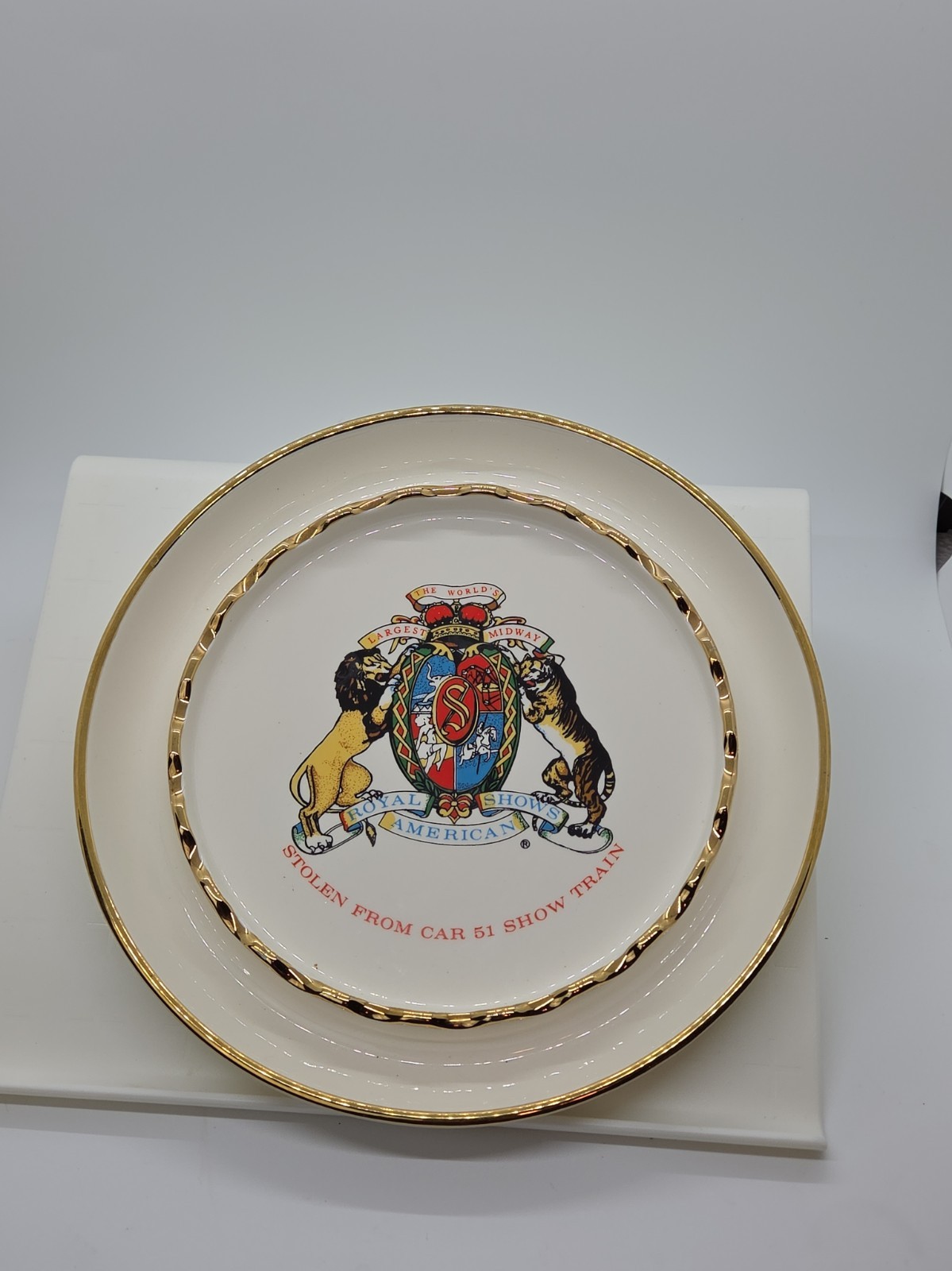 VTG Royal American Shows Carnival Plate Stolen From Car 51 Train Souvenir 8.5\