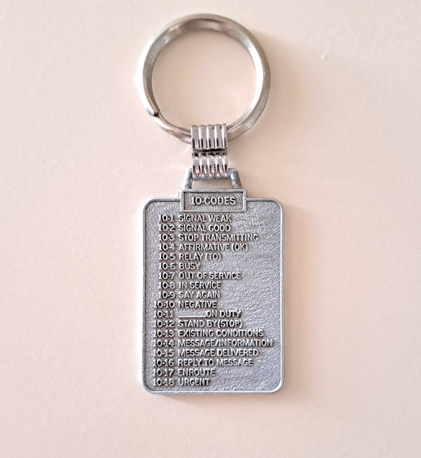 NOS VINTAGE 10 CODES CHEAT SHEET POLICE CB RADIO KEYCHAIN ~ CROWNMARK LOGO