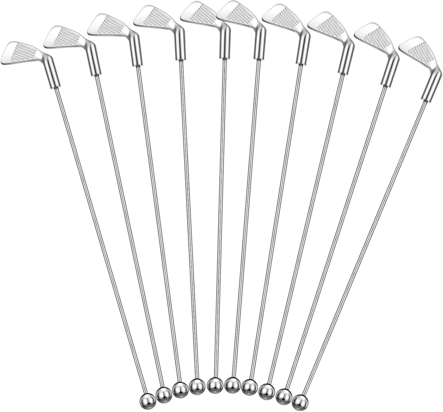 10 Pcs Metal Golf Cocktail Stirrers Swizzle Stir Sticks 7.87 Inch Reusable Drink
