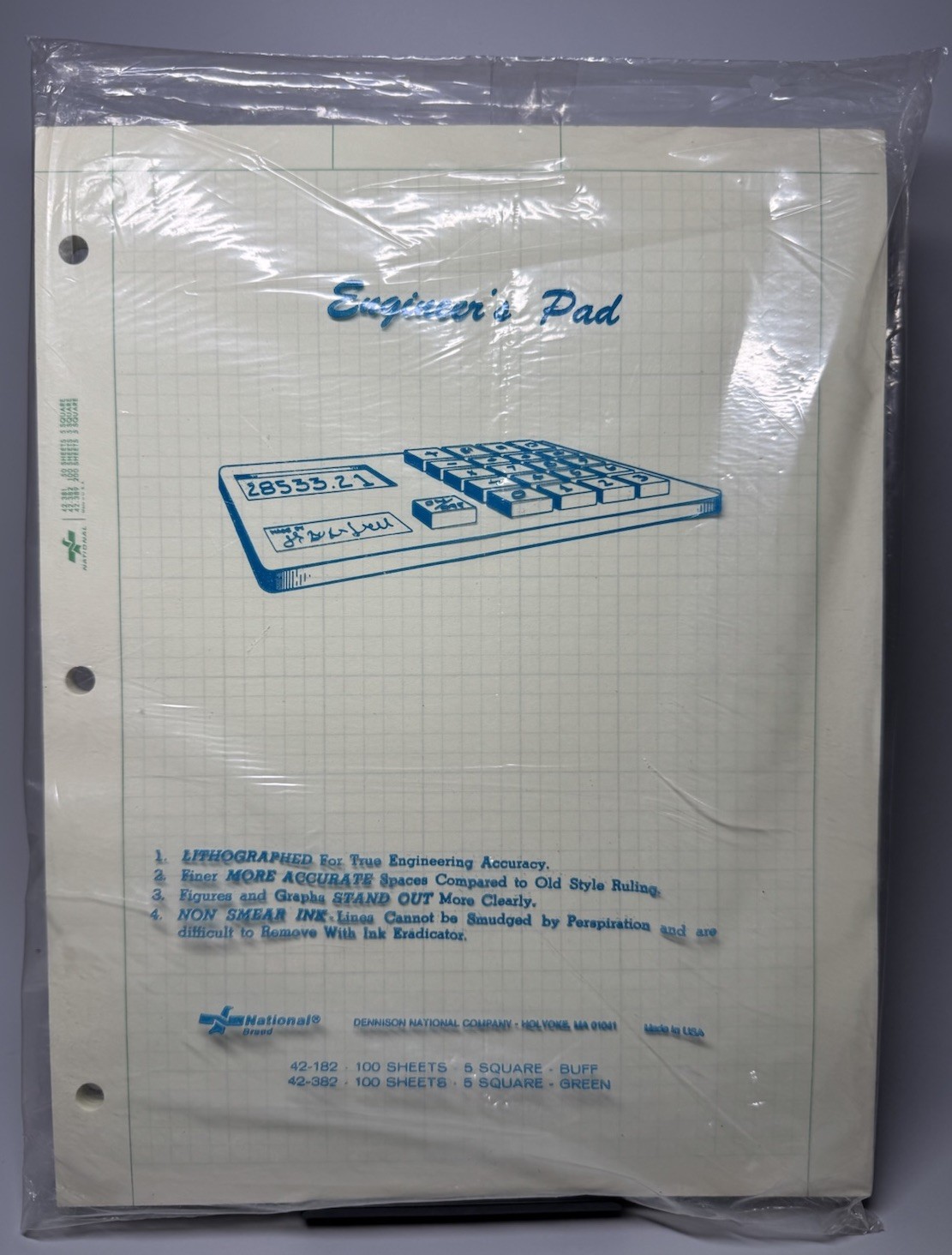VTG National Brand Engineer's Pad 42-182 100 Sheets 5 Square Buff Graph Paper