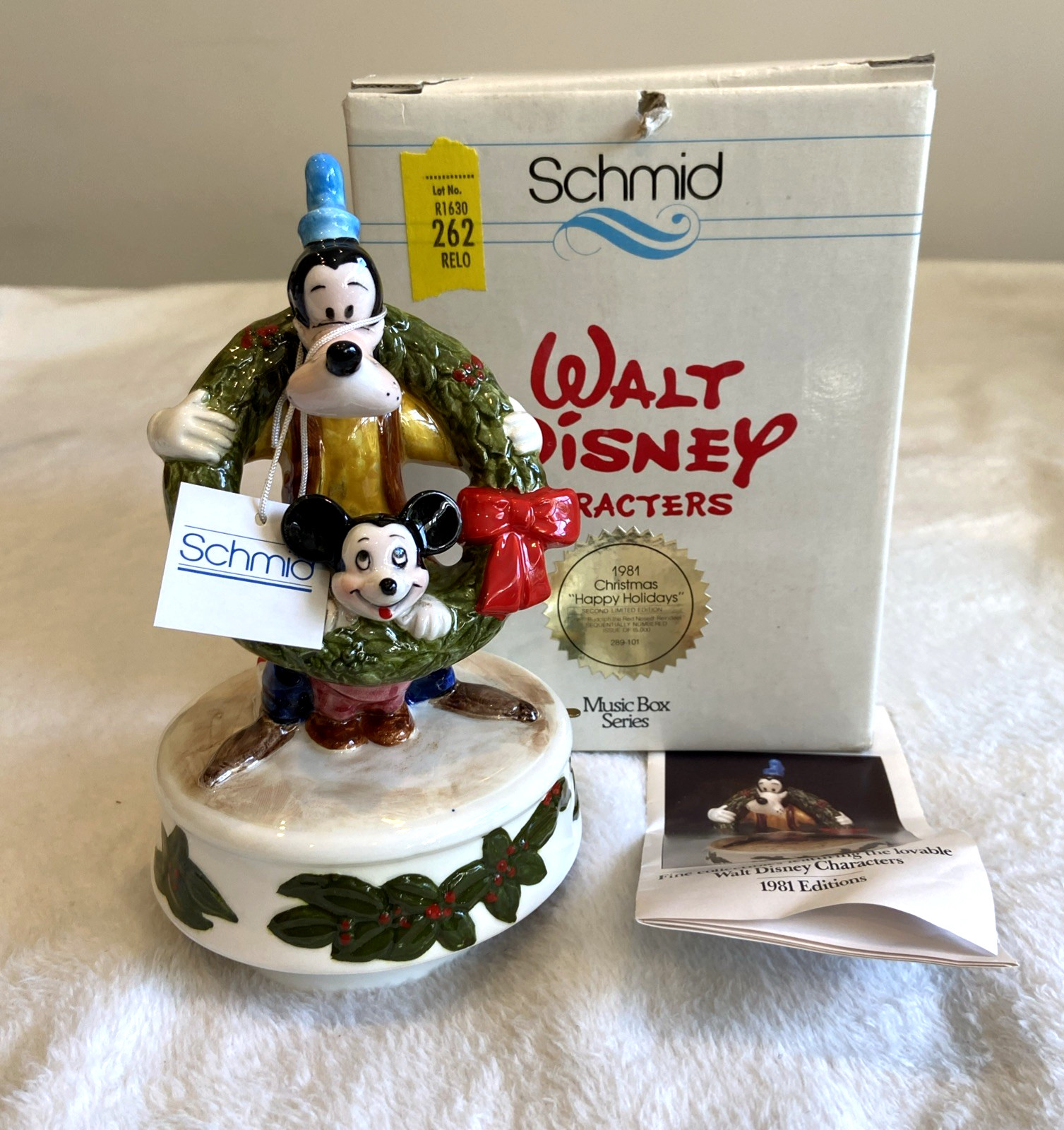 Schmid Walt Disney Christmas Music Box Ltd Edition Goofy Mickey Mouse EX.C0.