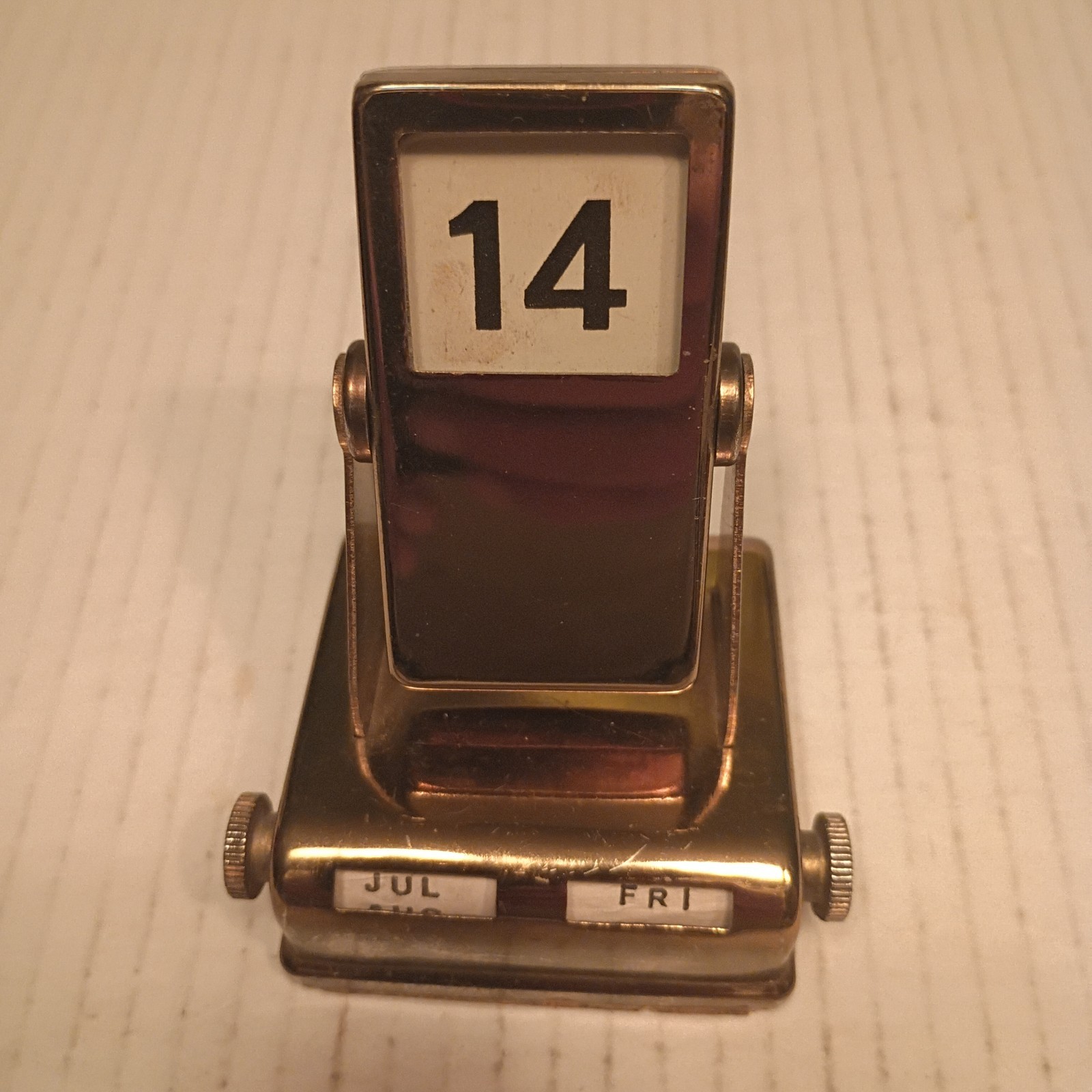 Vintage Metal Perpetual Flip Calendar 1950s Brassy Metal Japan Desktop Vintage Metal Perpetual Flip Calendar 1950s Brassy Metal Japan Desktop
