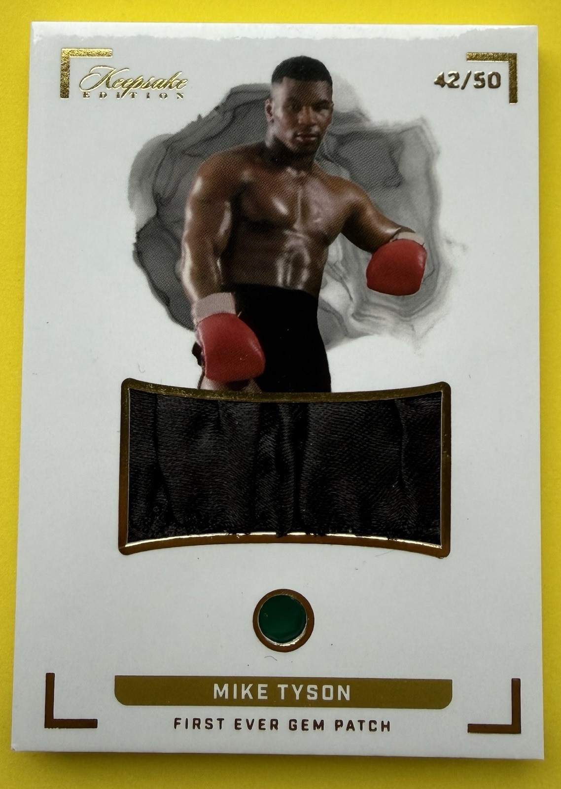 Mike Tyson 2022 Keepsake First Ever Gem Patch Relic  42/50.  Green Onyx. Mint. 