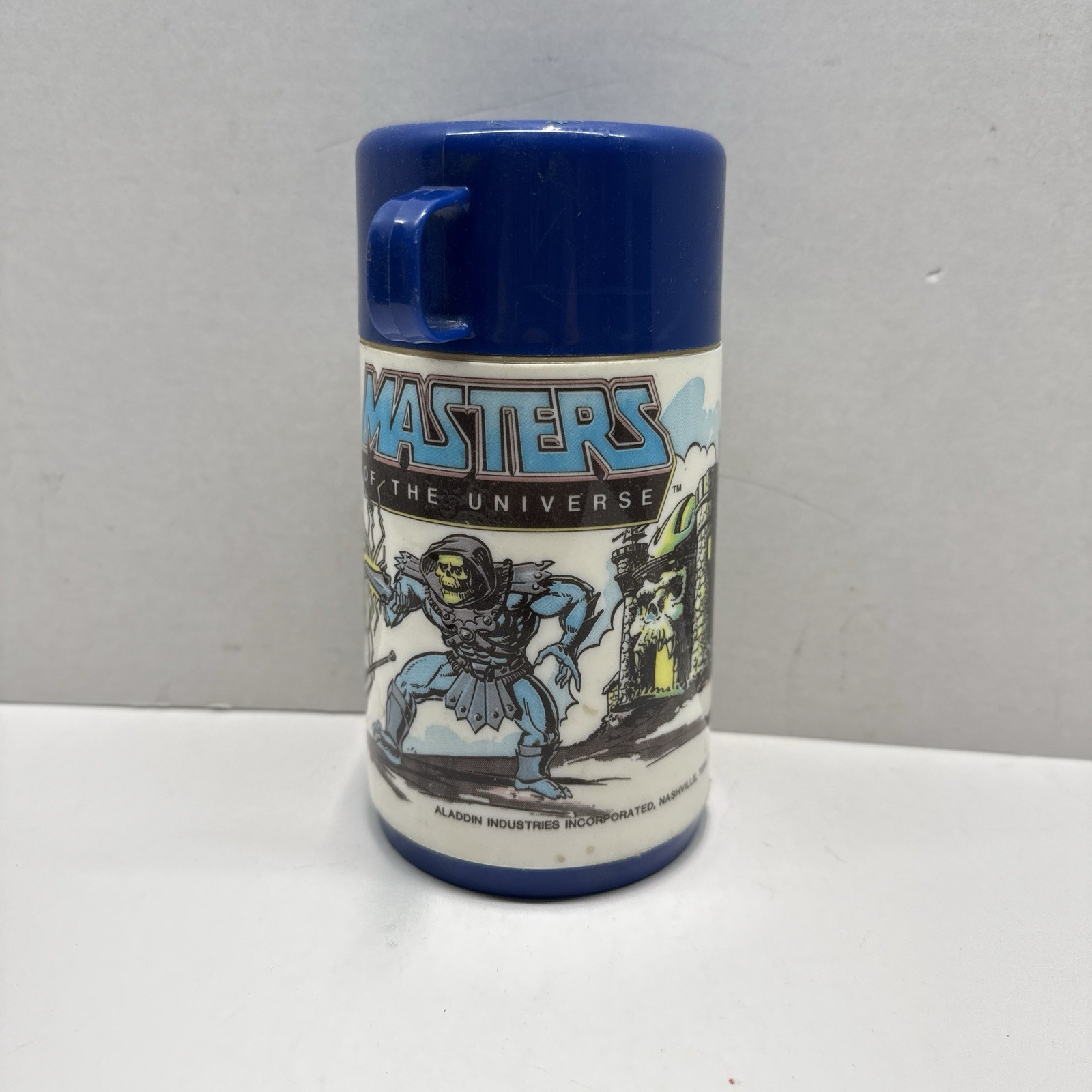 1983 Masters of the Universe He-Man Skeletor Aladdin Thermos Cup MOTU Vintage