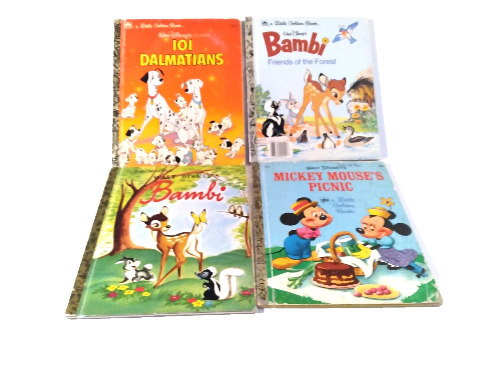 4 Vintage Little Golden Books Disney Bambi 101 Dalmatians  Mickey Mouse Bambi\'s