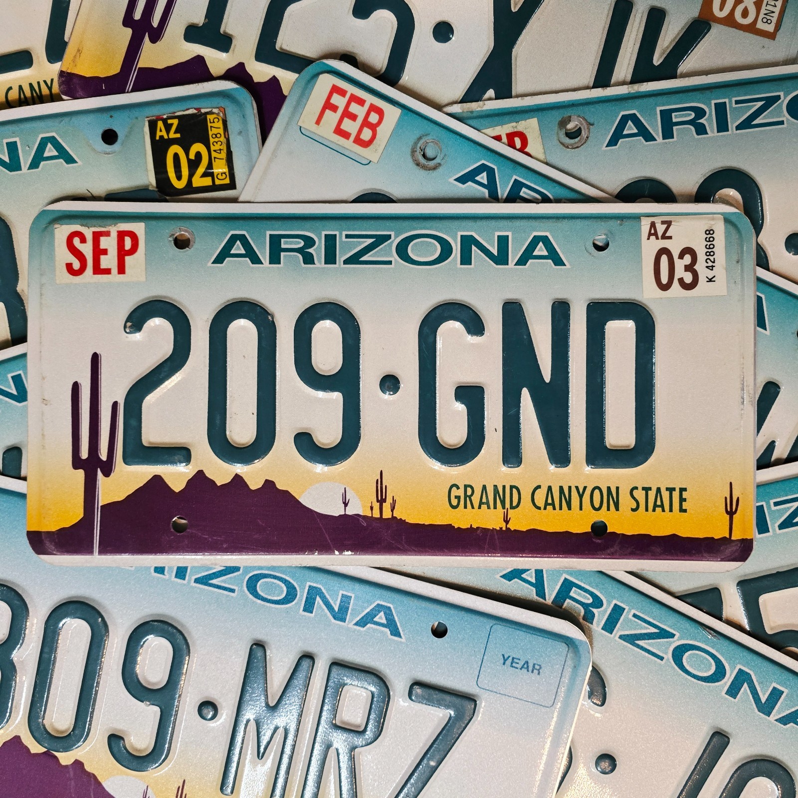 Arizona License Plate 🔥 1 Random Vintage AZ Embossed Cactus Sunset Graphic Tag Arizona License Plate 🔥 1 Random Vintage AZ Embossed Cactus Sunset Graphic Tag