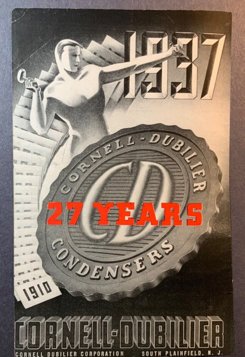 1937 Ad. Cornell-Dubilier. South Plainfield, NJ. Condensers