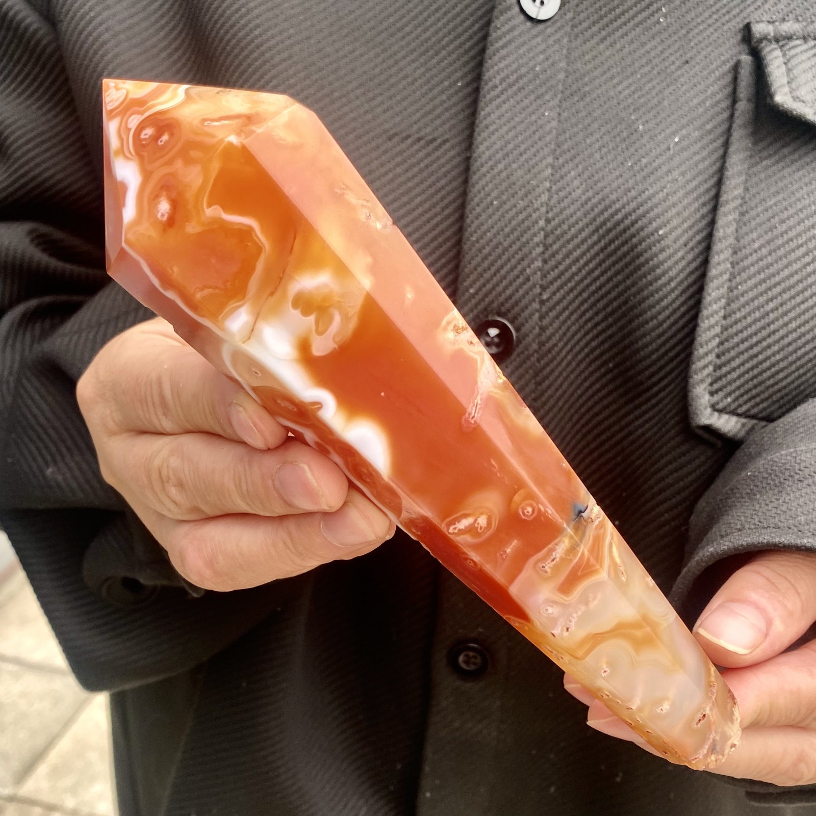 356G Natural Red striped agate scepter crystal mineral Healing 356G Natural Red striped agate scepter crystal mineral Healing
