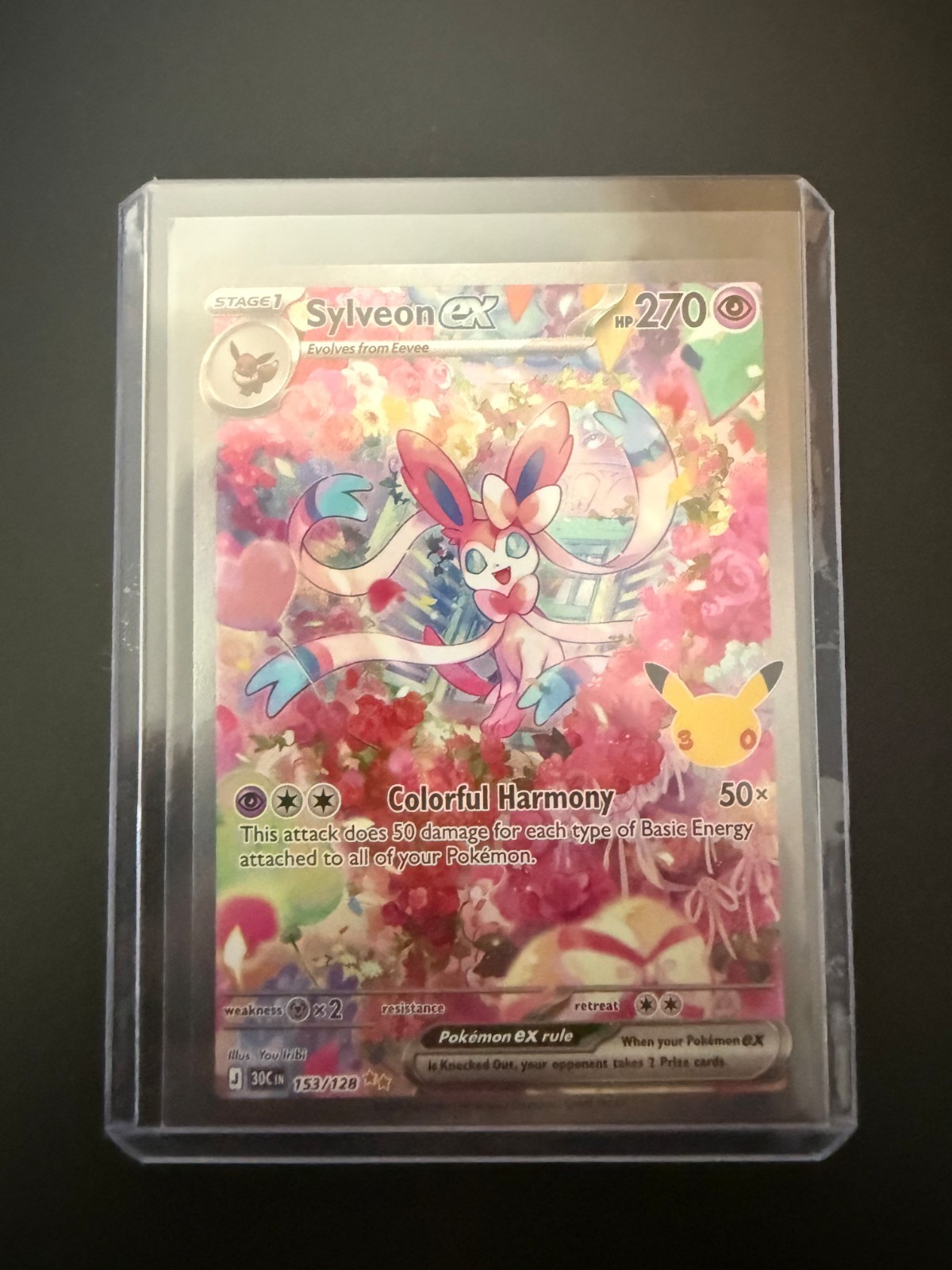 Pokémon TCG 30th Anniversary Sylveon ex 153/128 Holo Card