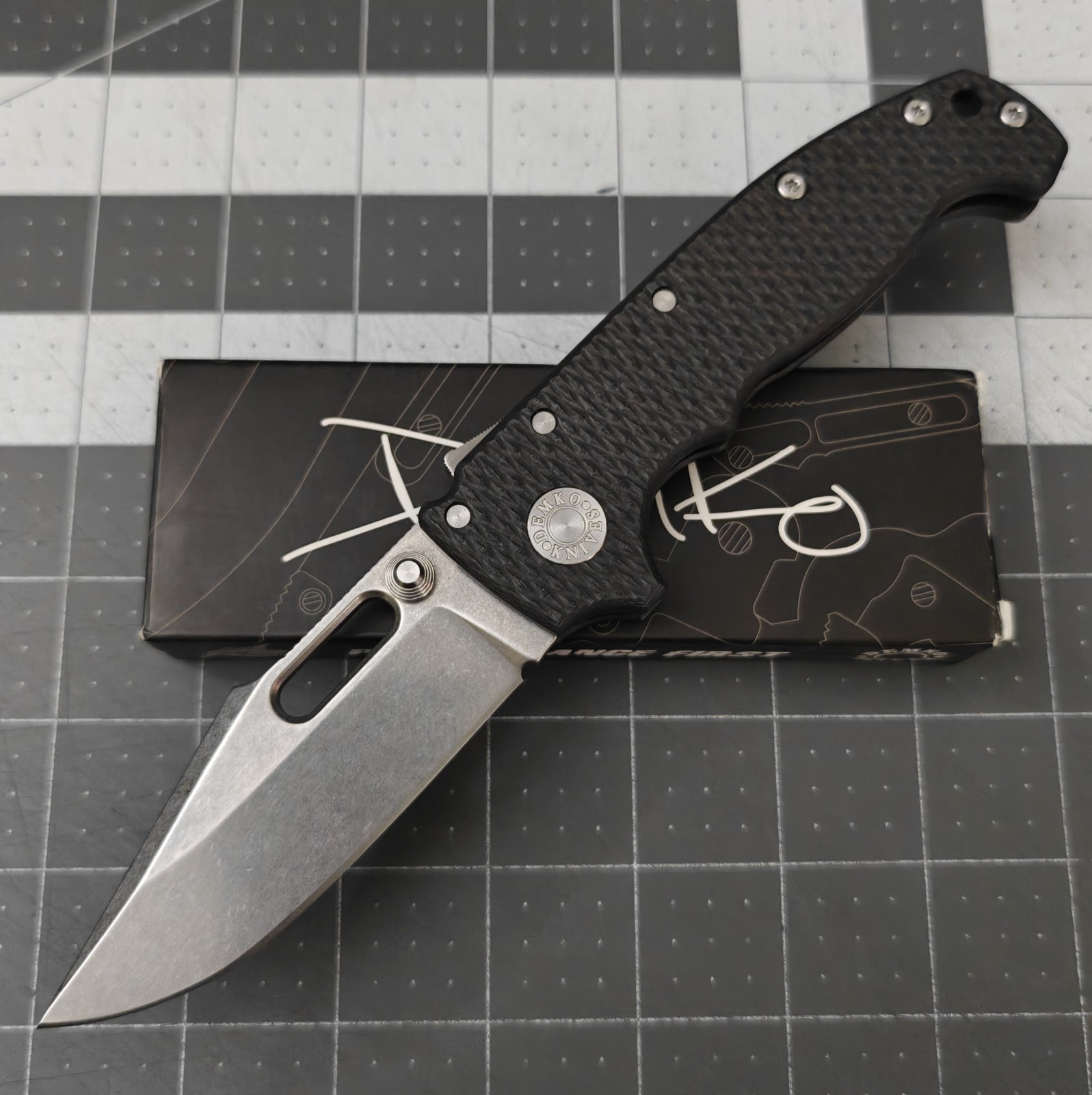 Demko Knives MGAD20 Harpoon Exclusive Knife Carbon Fiber Scales Magnacut Steel Demko Knives MGAD20 Harpoon Exclusive Knife Carbon Fiber Scales Magnacut Steel
