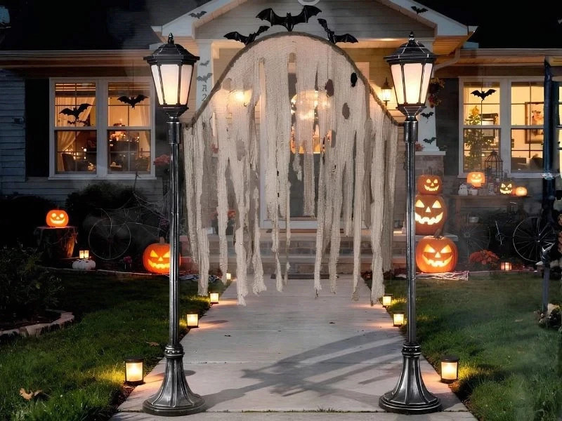 7 Ft Light-Up Cemetery Archway Halloween Yard Prop Decoration Bats Haunted House 7 Ft Light-Up Cemetery Archway Halloween Yard Prop Decoration Bats Haunted House