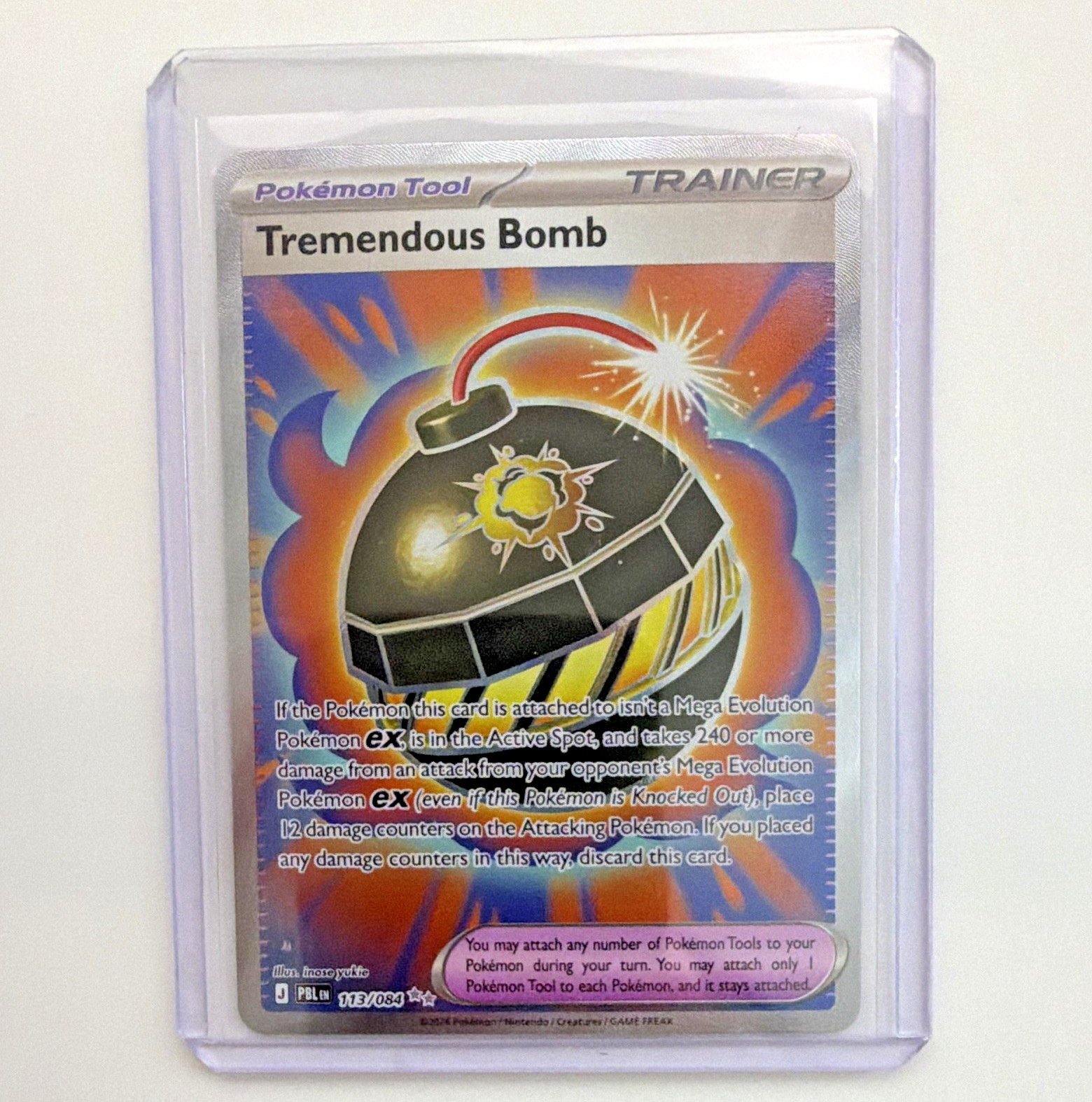 Tremendous Bomb 113/1084 Perfect Condition and Centering For Grading Tremendous Bomb 113/1084 Perfect Condition and Centering For Grading