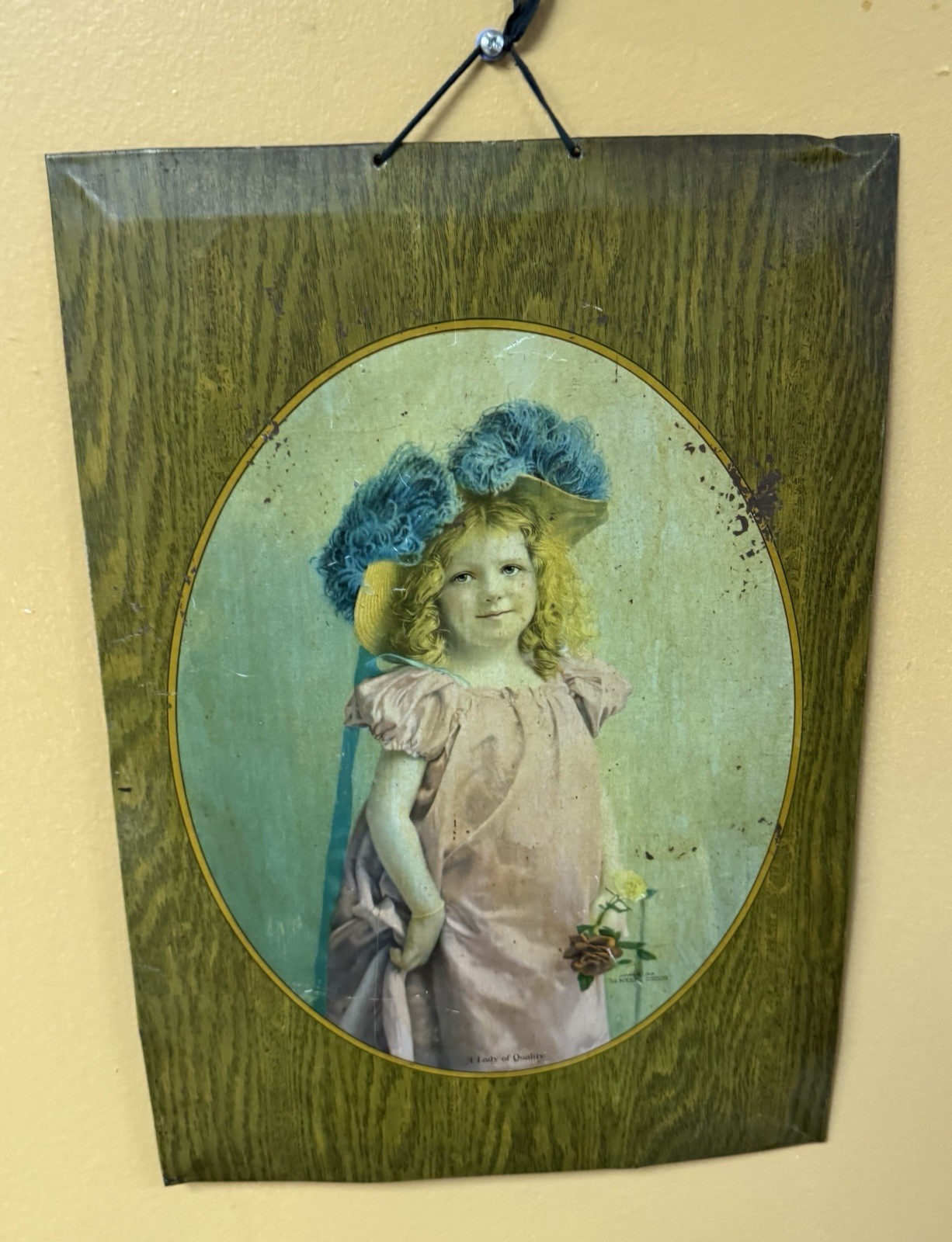 ANTIQUE MEEK CO. TIN ADVERTISING COUNTRY STORE SIGN YOUNG GIRL SEYDEL GUM RARE
